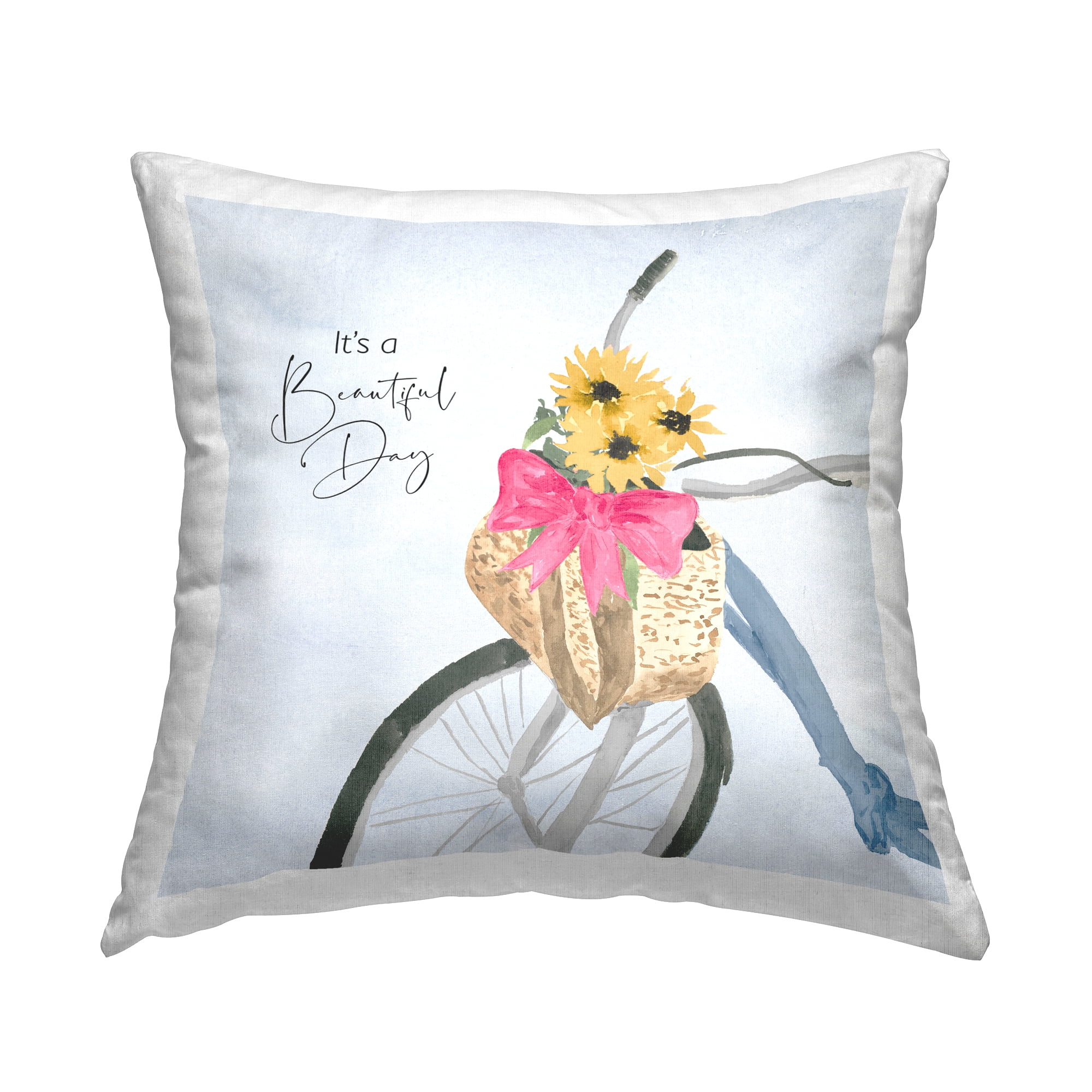 Stupell Industries It's a Beautiful Day Bicycle Decorative Printed Throw Pillow Design by Lucille Price.
