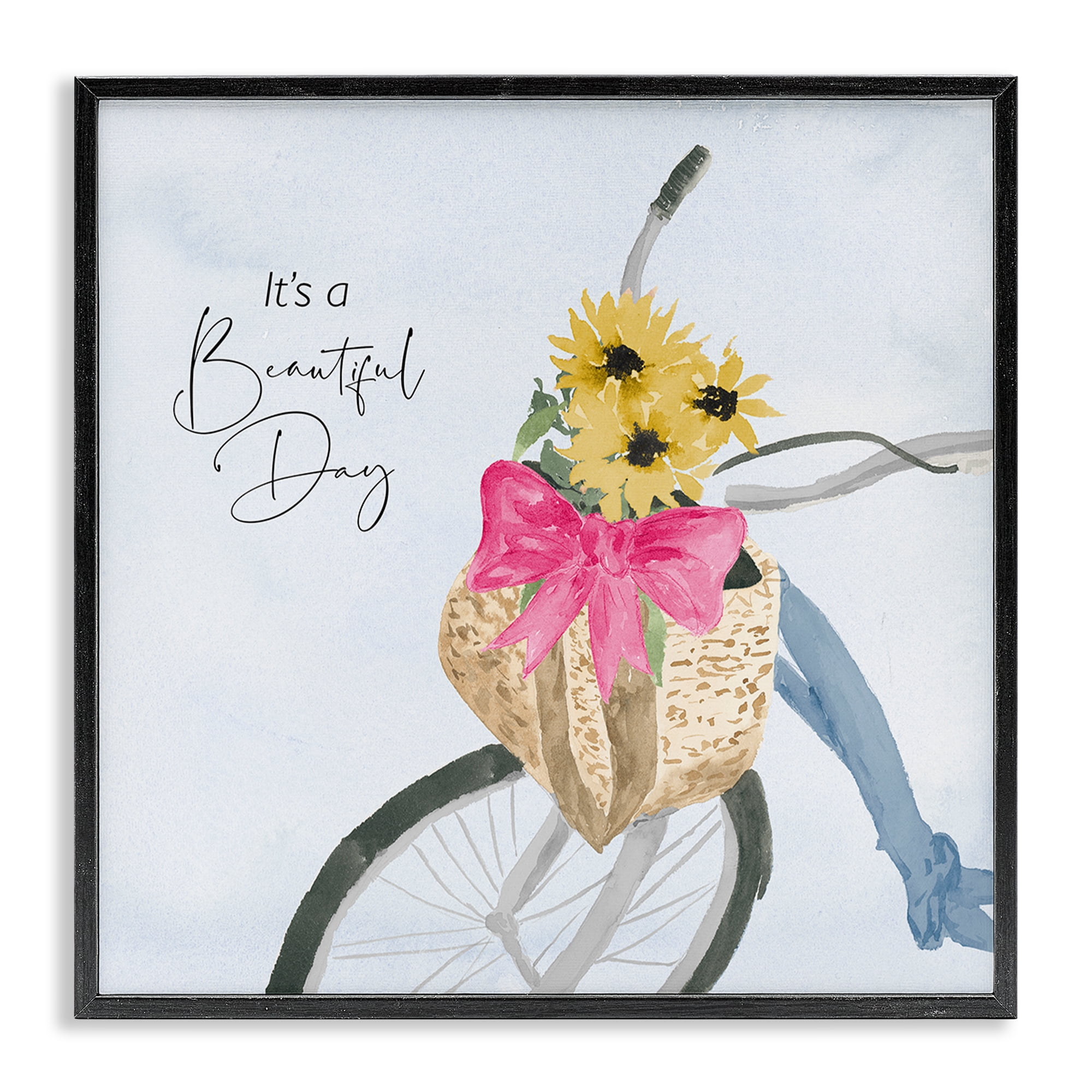 Stupell Industries It's a Beautiful Day Bicycle Transportation Painting Black Framed Art Print Wall Art, 24 x 24
