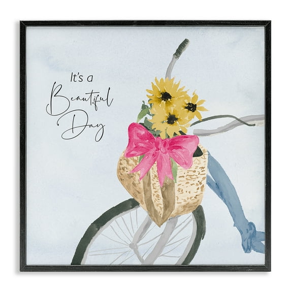 Stupell Industries It's a Beautiful Day Bicycle Transportation Painting Black Framed Art Print Wall Art, 24 x 24