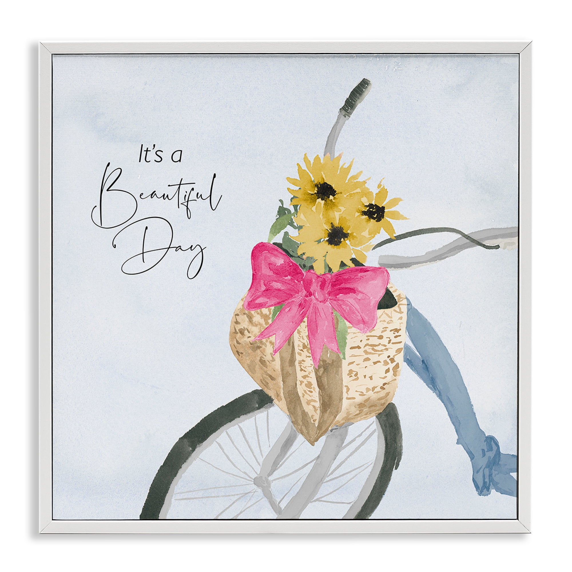 Stupell Industries It's a Beautiful Day Bicycle Transportation Painting White Framed Art Print Wall Art, 24 x 24