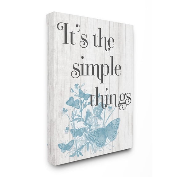 Stupell Industries It's the Simple Things Quote Butterfly Nature Rustic Text Canvas Wall Art Design by Daphne Polselli, 24" x 30"