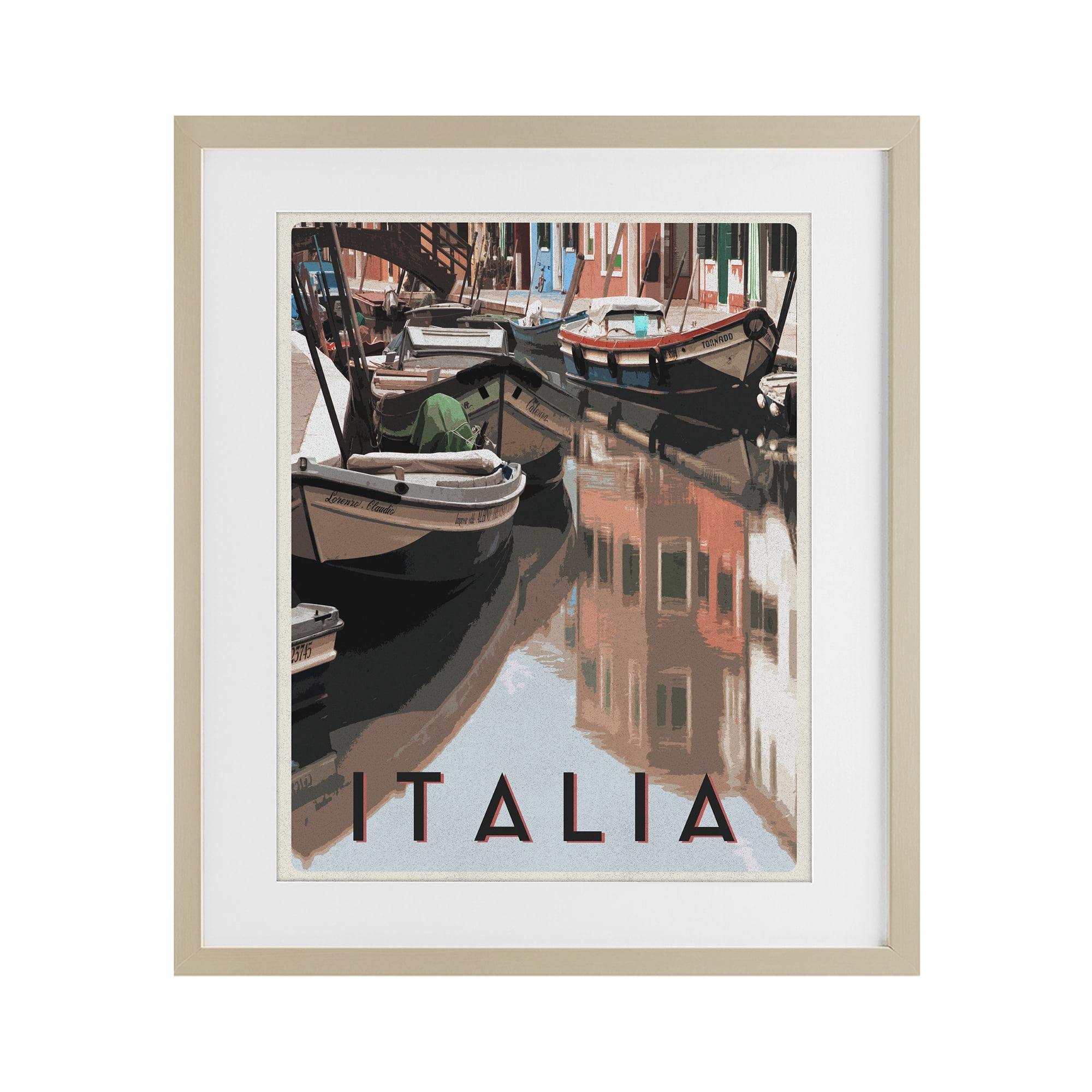 Stupell Industries Italia Canal Poster Birch Framed Print Under Glass, design by Shelley Lake