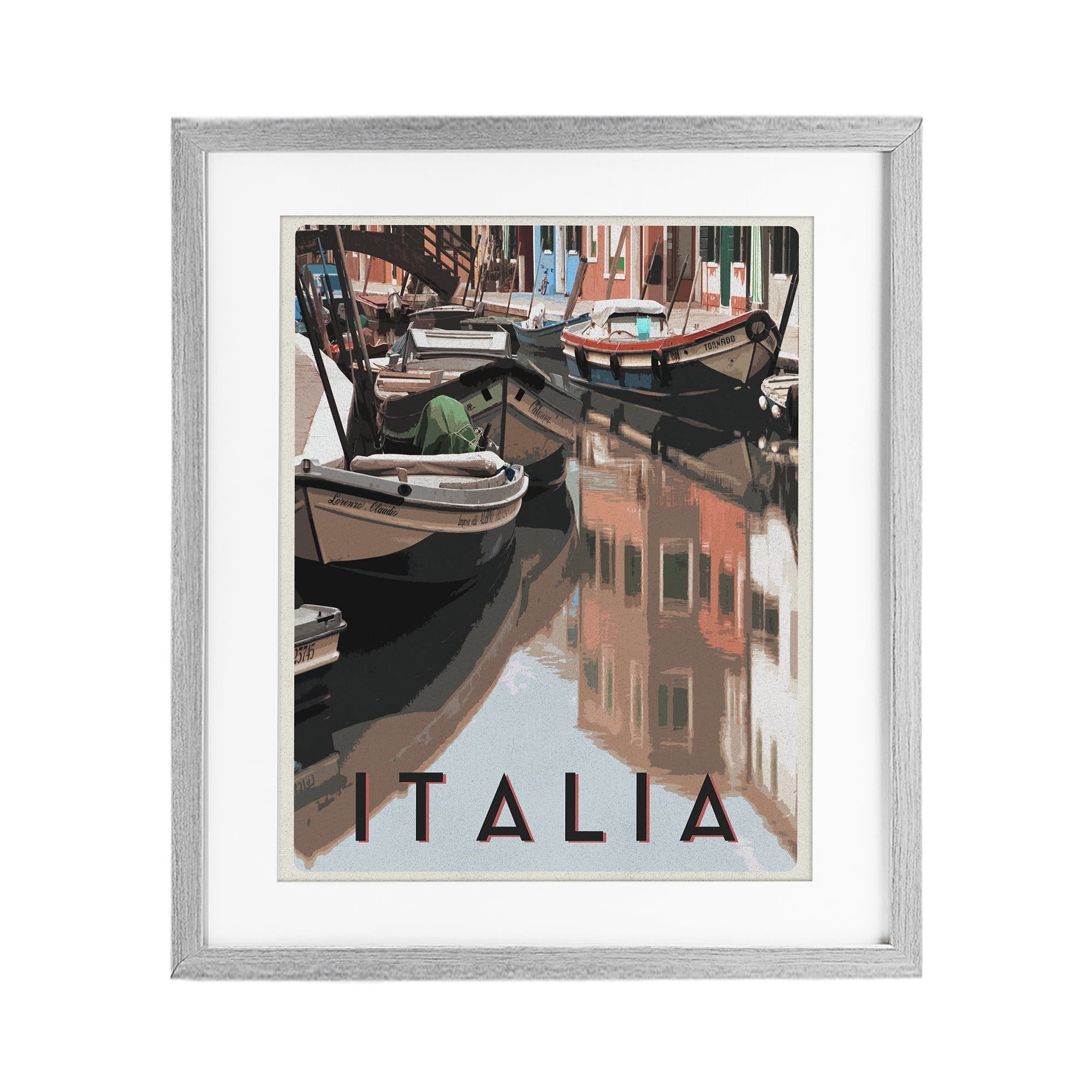 Stupell Industries Italia Canal Poster Gray Framed Print Under Glass, design by Shelley Lake