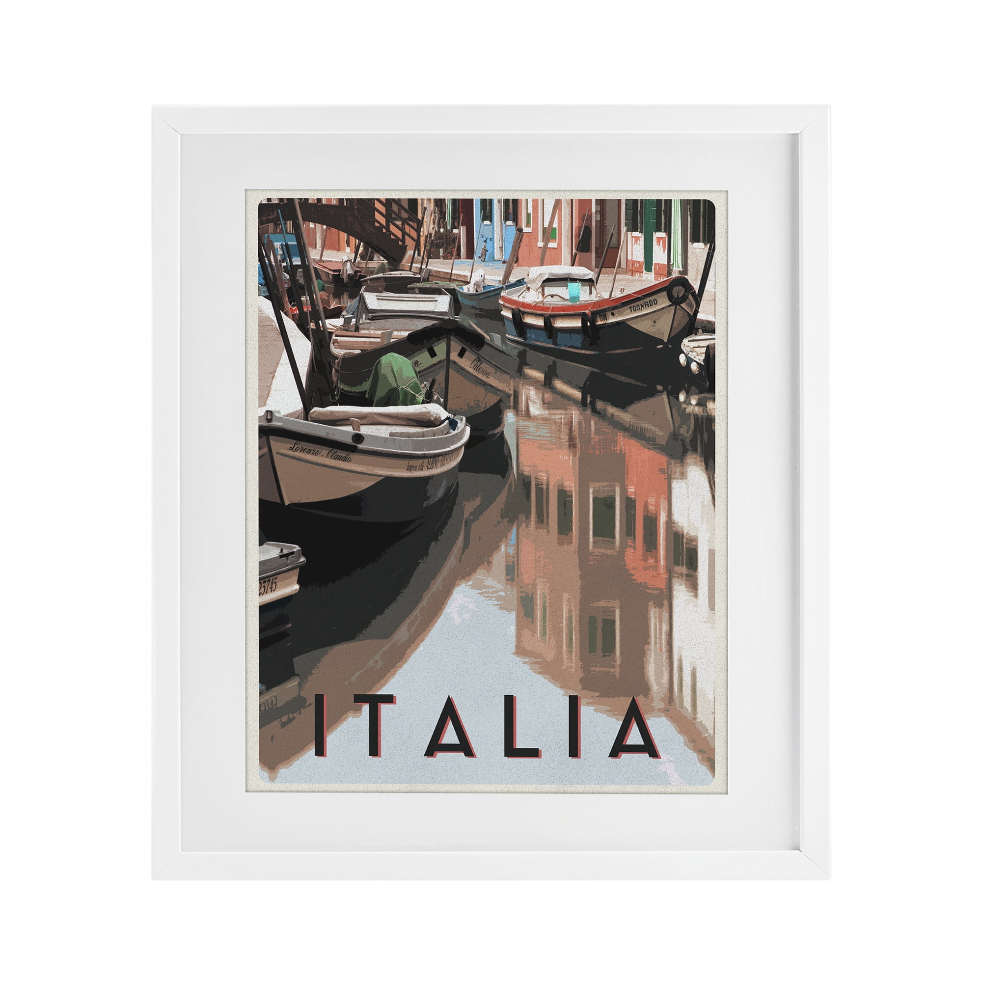 Stupell Industries Italia Canal Poster White Framed Print Under Glass, design by Shelley Lake