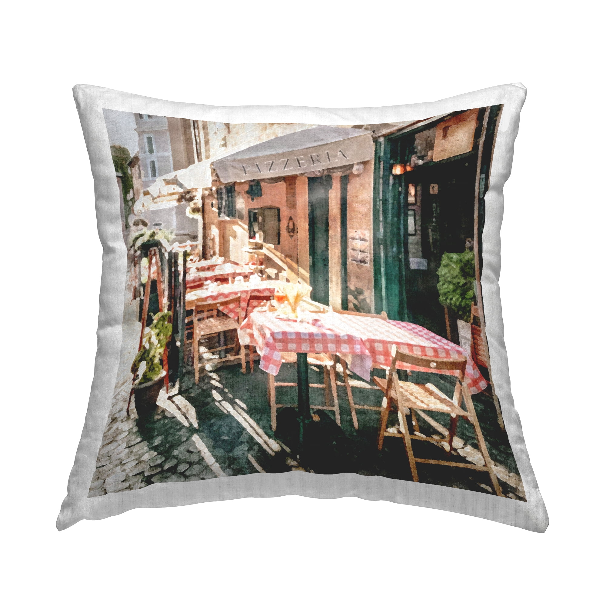 Stupell Industries Italian Bistro Cityscape Square Decorative Printed Throw Pillow, 18 x 18
