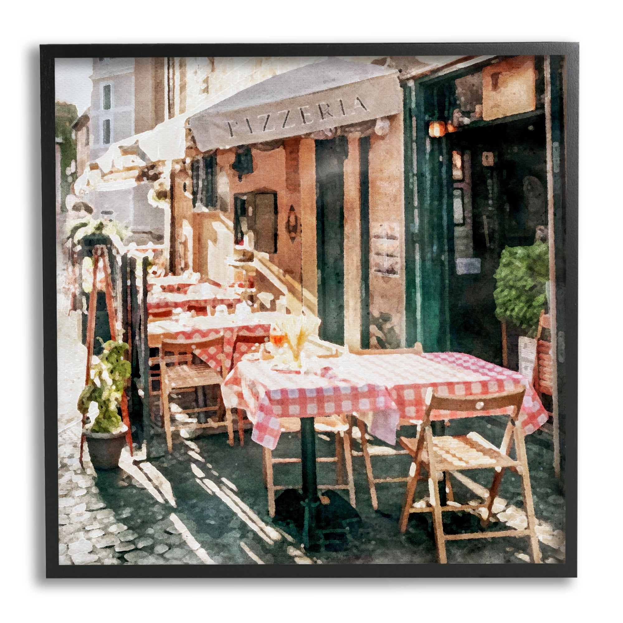 Stupell Industries Italian Bistro Scene Travel & Places Painting Black Framed Art Print Wall Art, 24 x 24