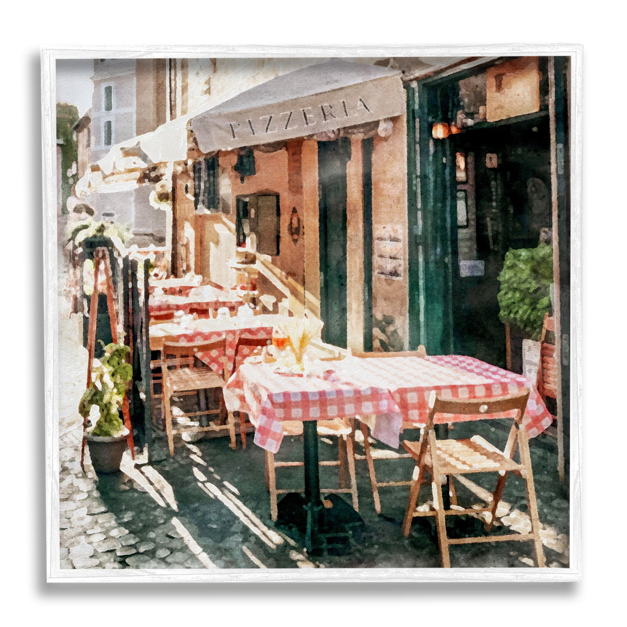 Stupell Industries Italian Bistro Scene Travel & Places Painting White Framed Art Print Wall Art, 24 x 24