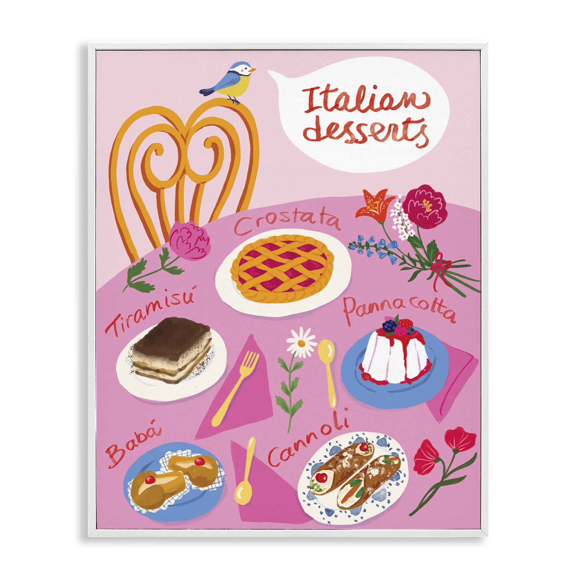Stupell Industries Italian Desserts Table Food & Beverage Painting White Framed Art Print Wall Art, 24 x 30