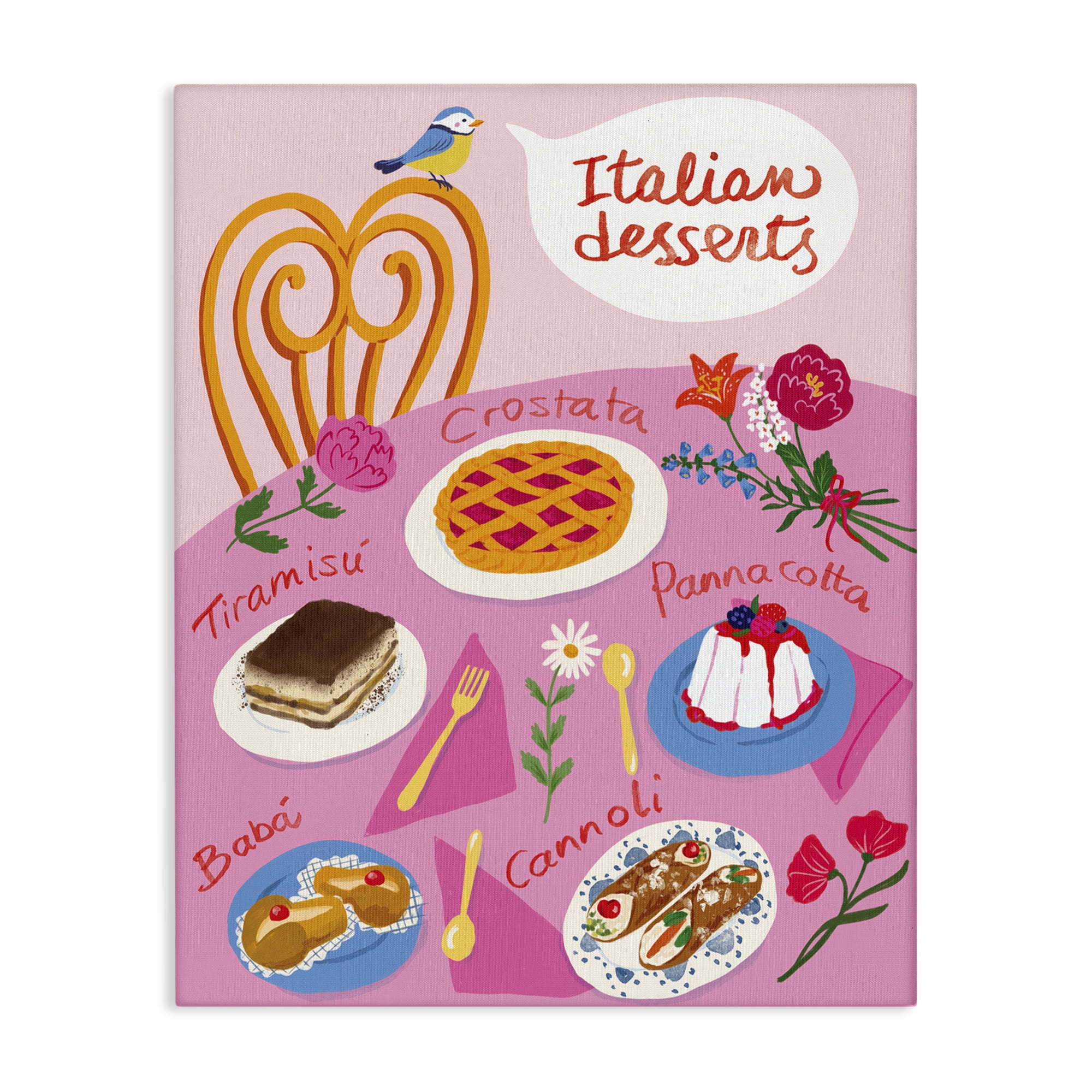 Stupell Industries Italian Desserts Table Food & Beverage Painting Wrapped Canvas Art Print Wall Art, 24 x 30