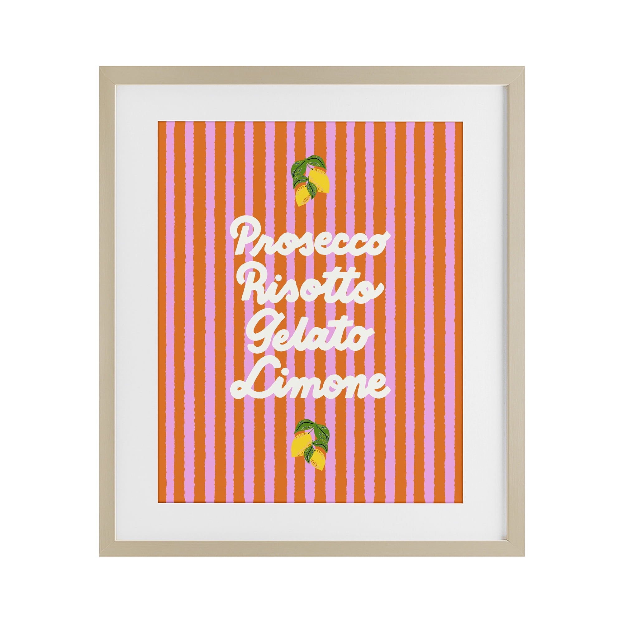 Stupell Industries Italian Enjoyment over Stripes Birch Framed Print Under Glass, design by Indira Prieto | IndySign