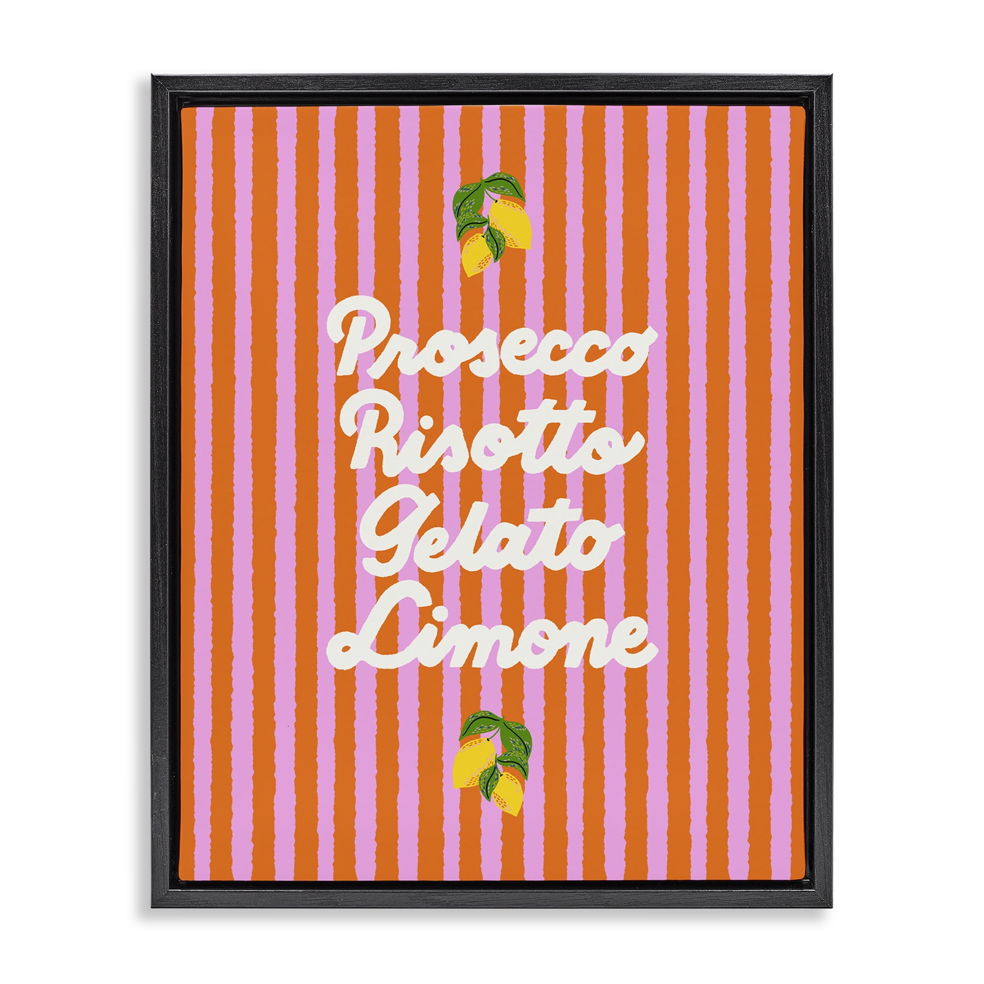 Stupell Industries Italian Enjoyment over Stripes Black Framed Floater Canvas Wall Art, design by Indira Prieto | IndySign