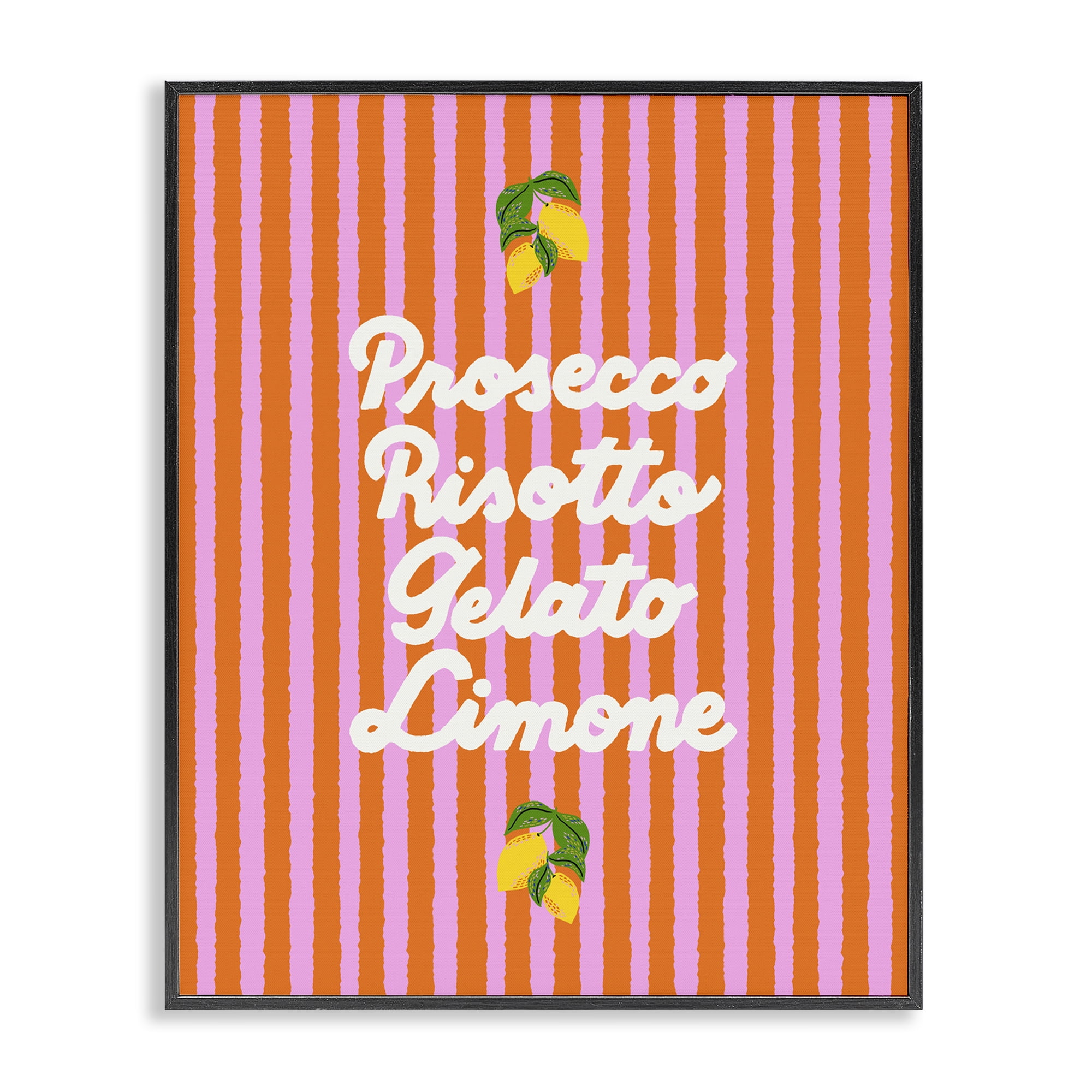 Stupell Industries Italian Enjoyment over Stripes Black Framed Giclee Art, design by Indira Prieto | IndySign