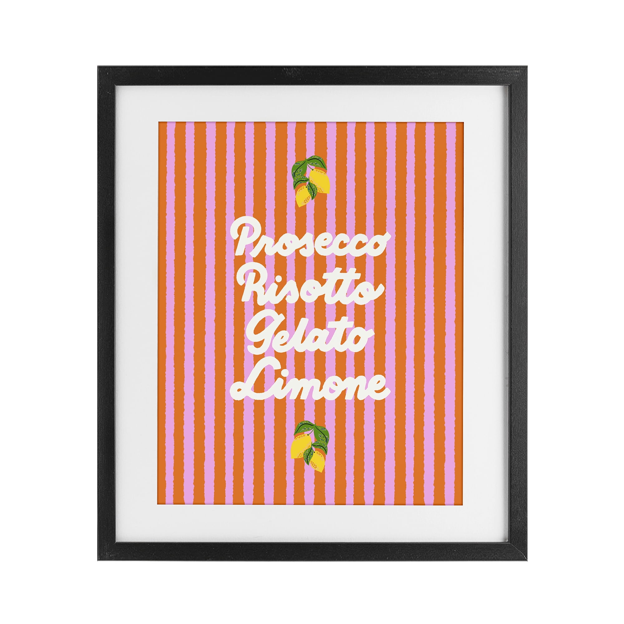 Stupell Industries Italian Enjoyment over Stripes Black Framed Print Under Glass, design by Indira Prieto | IndySign