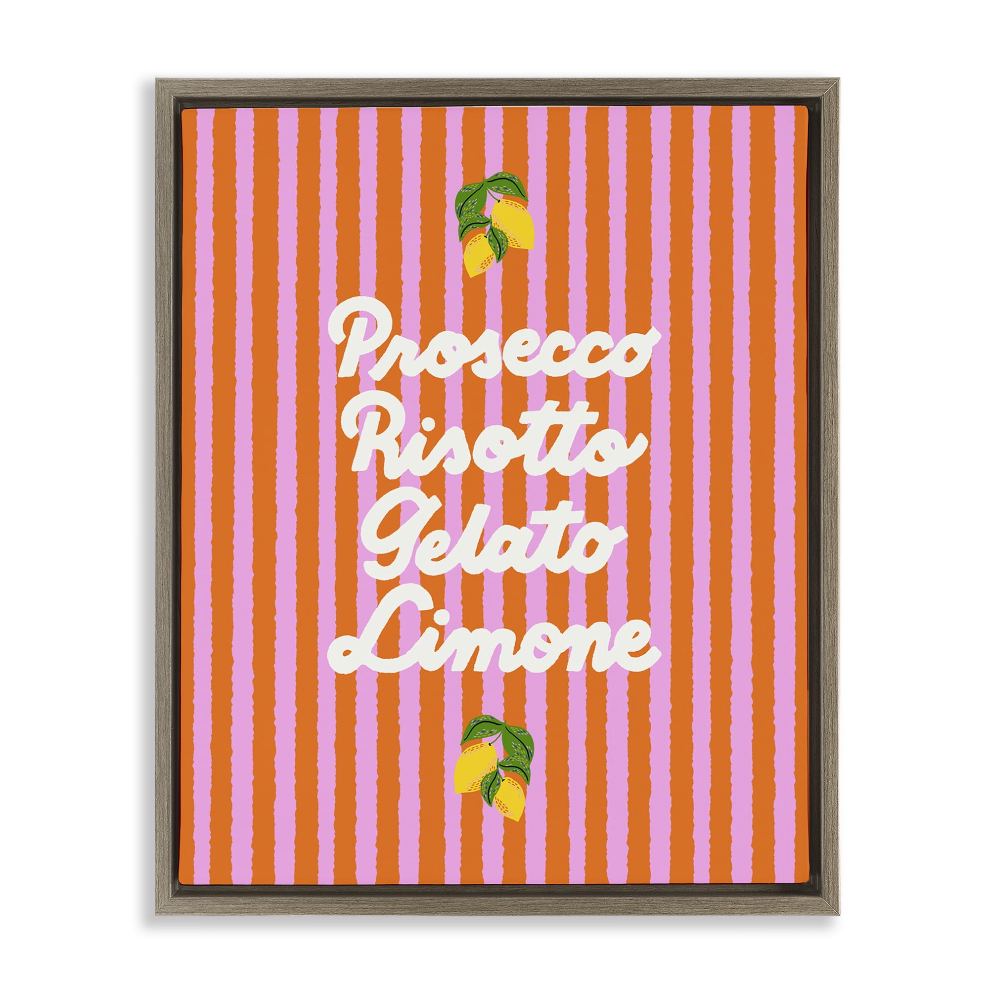 Stupell Industries Italian Enjoyment over Stripes Brown Framed Floater Canvas Wall Art, design by Indira Prieto | IndySign