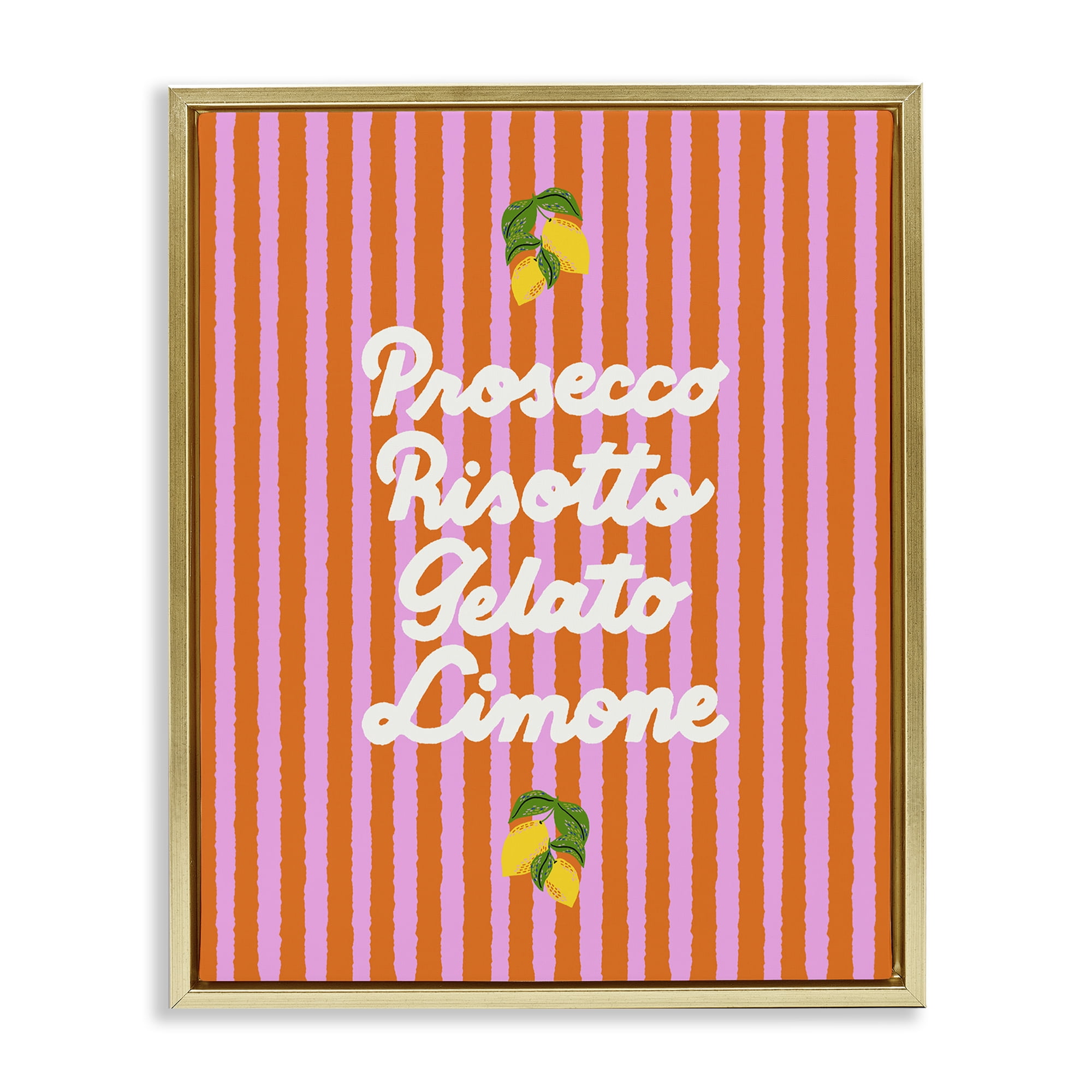 Stupell Industries Italian Enjoyment over Stripes Gold Framed Floater Canvas Wall Art, design by Indira Prieto | IndySign