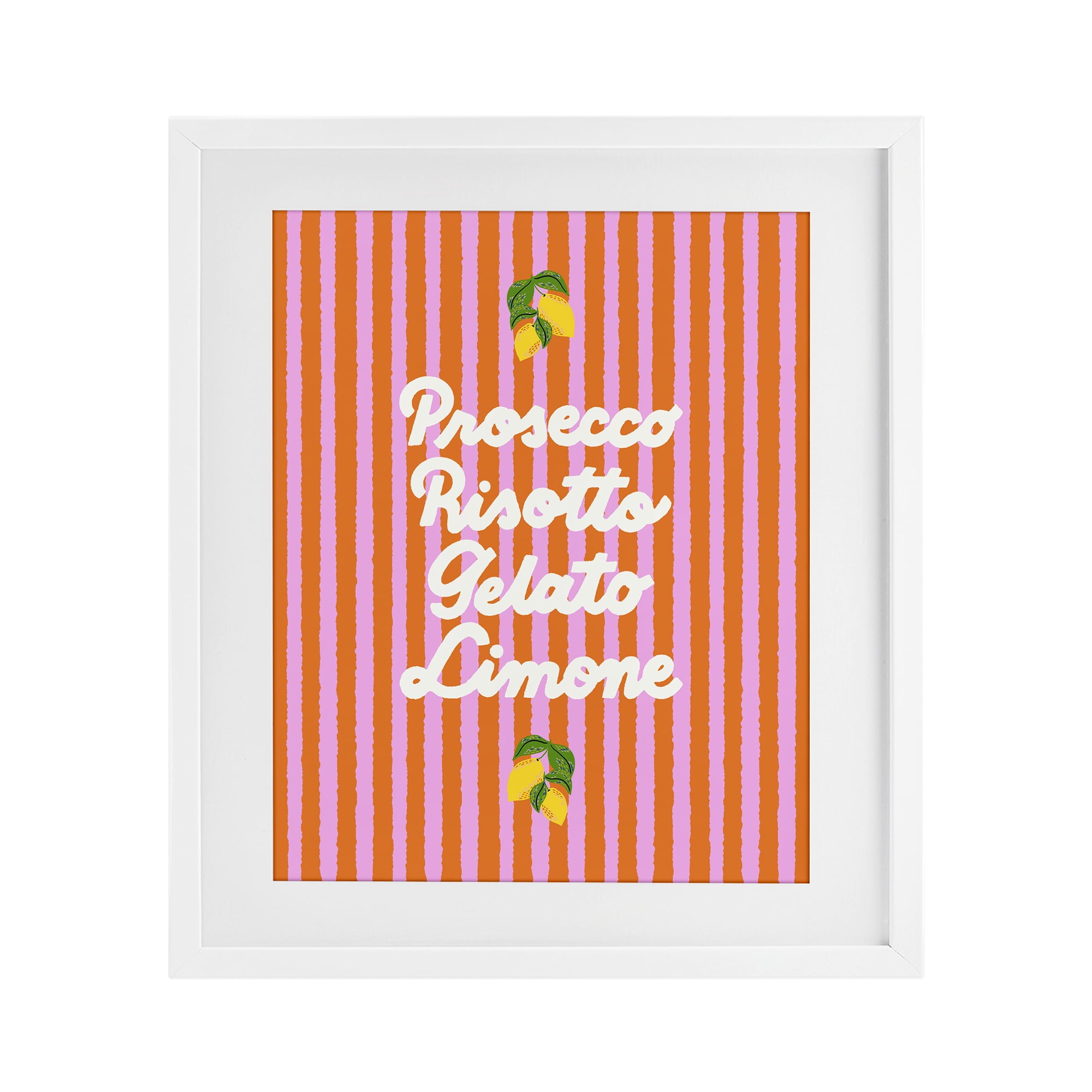 Stupell Industries Italian Enjoyment over Stripes White Framed Print Under Glass, design by Indira Prieto | IndySign