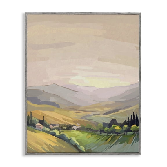 Stupell Industries Italian Hills in Morning Sunrise Abstract Painting Gray Framed Art Print Wall Art, 11 x 14