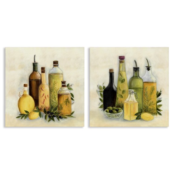 Stupell Industries Italian Kitchen Cooking Oils Food & Beverage Painting Wrapped Canvas Canvas Art Print Wall Art, 17 x 17, Set of 2