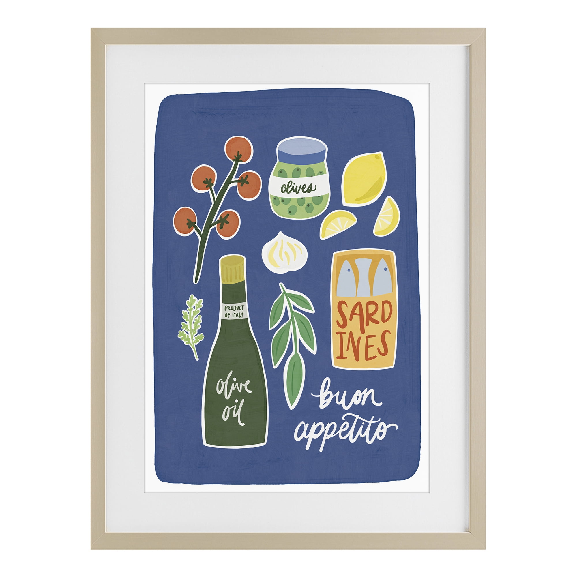 Stupell Industries Italian Kitchen Necessities Birch Framed Print Under Glass, design by Amanda Houston
