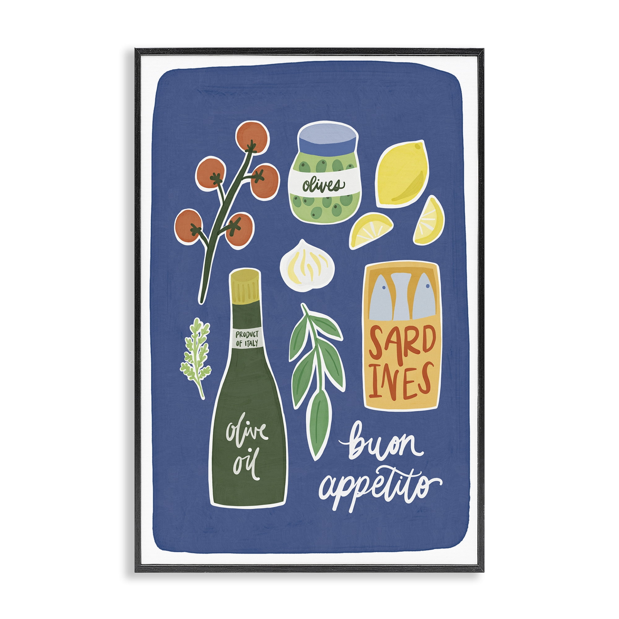 Stupell Industries Italian Kitchen Necessities Black Framed Giclee Art, design by Amanda Houston