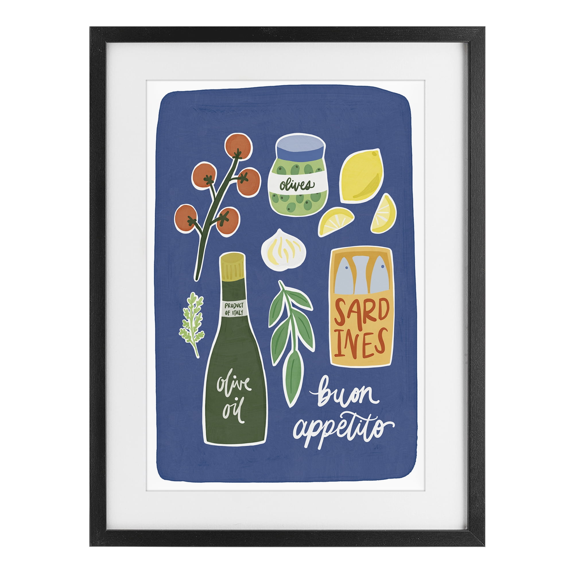 Stupell Industries Italian Kitchen Necessities Black Framed Print Under Glass, design by Amanda Houston