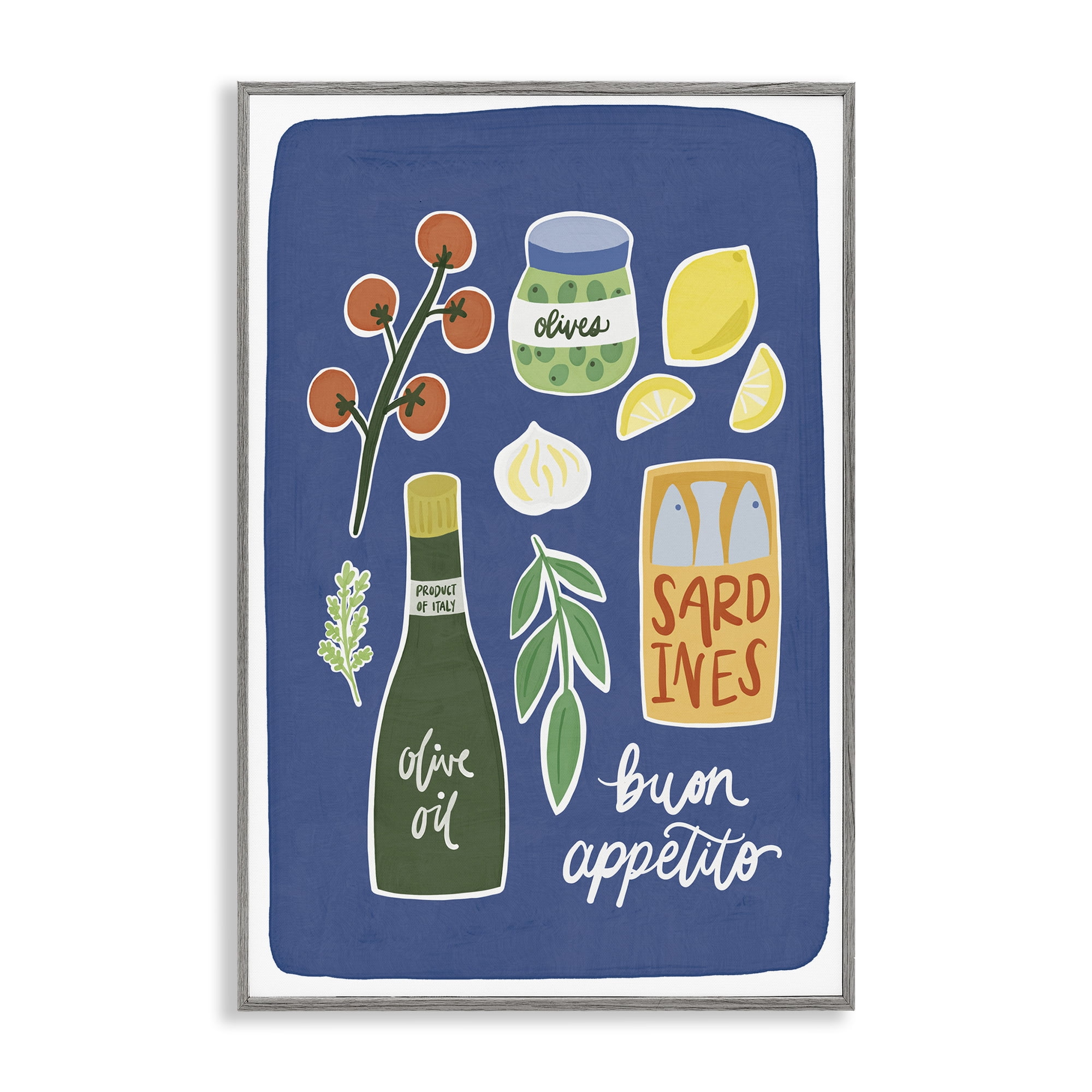 Stupell Industries Italian Kitchen Necessities Gray Framed Giclee Art, design by Amanda Houston