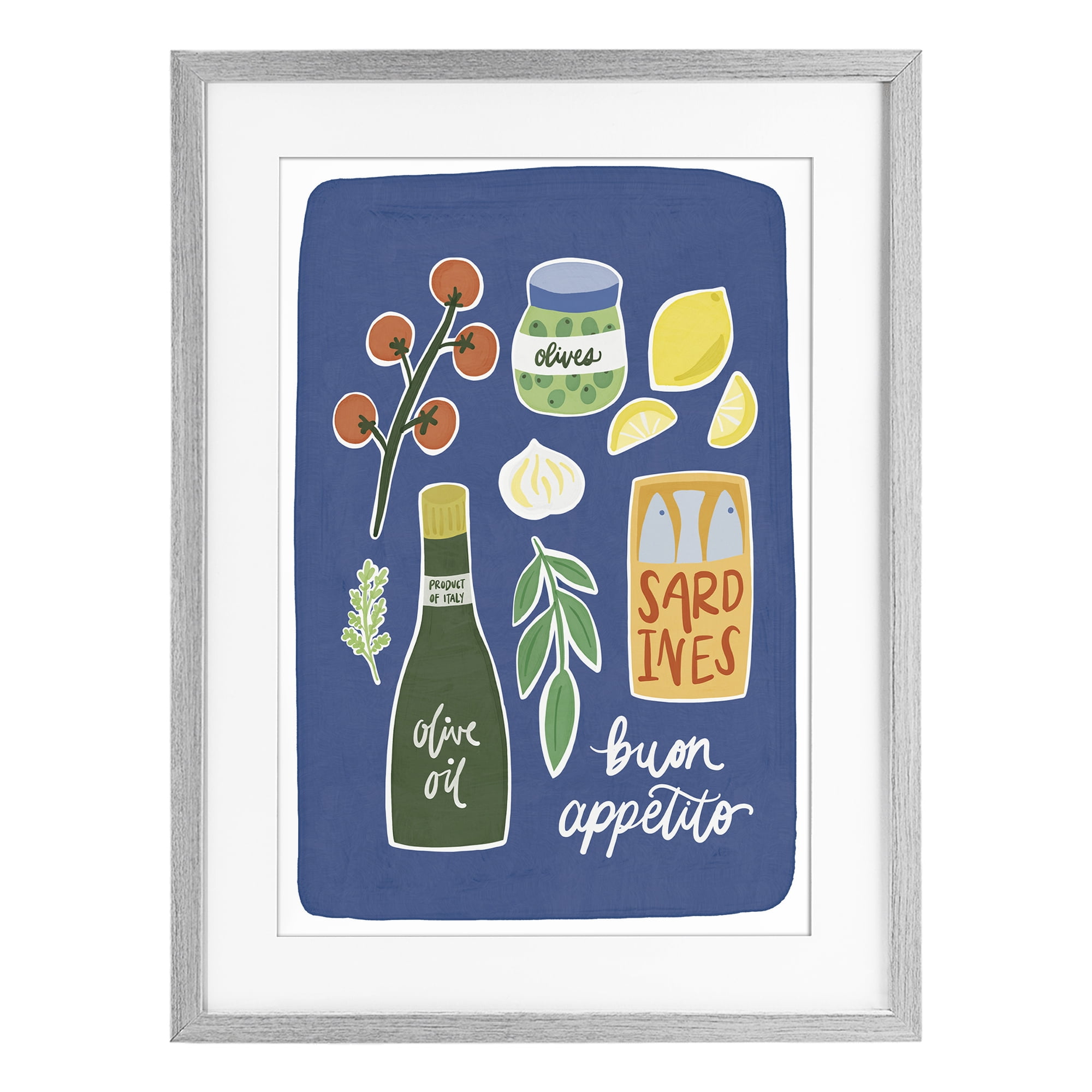 Stupell Industries Italian Kitchen Necessities Gray Framed Print Under Glass, design by Amanda Houston