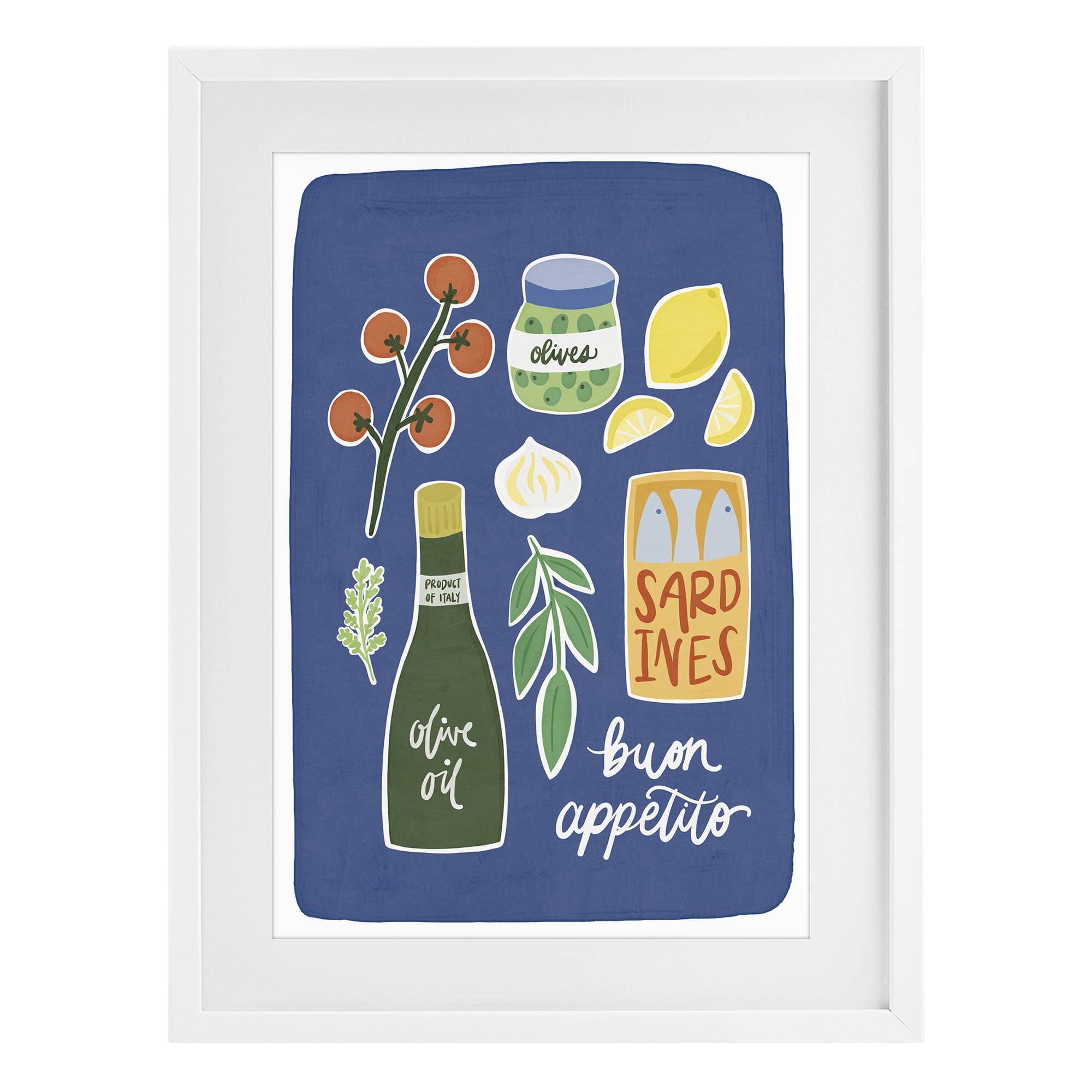 Stupell Industries Italian Kitchen Necessities White Framed Print Under Glass, design by Amanda Houston