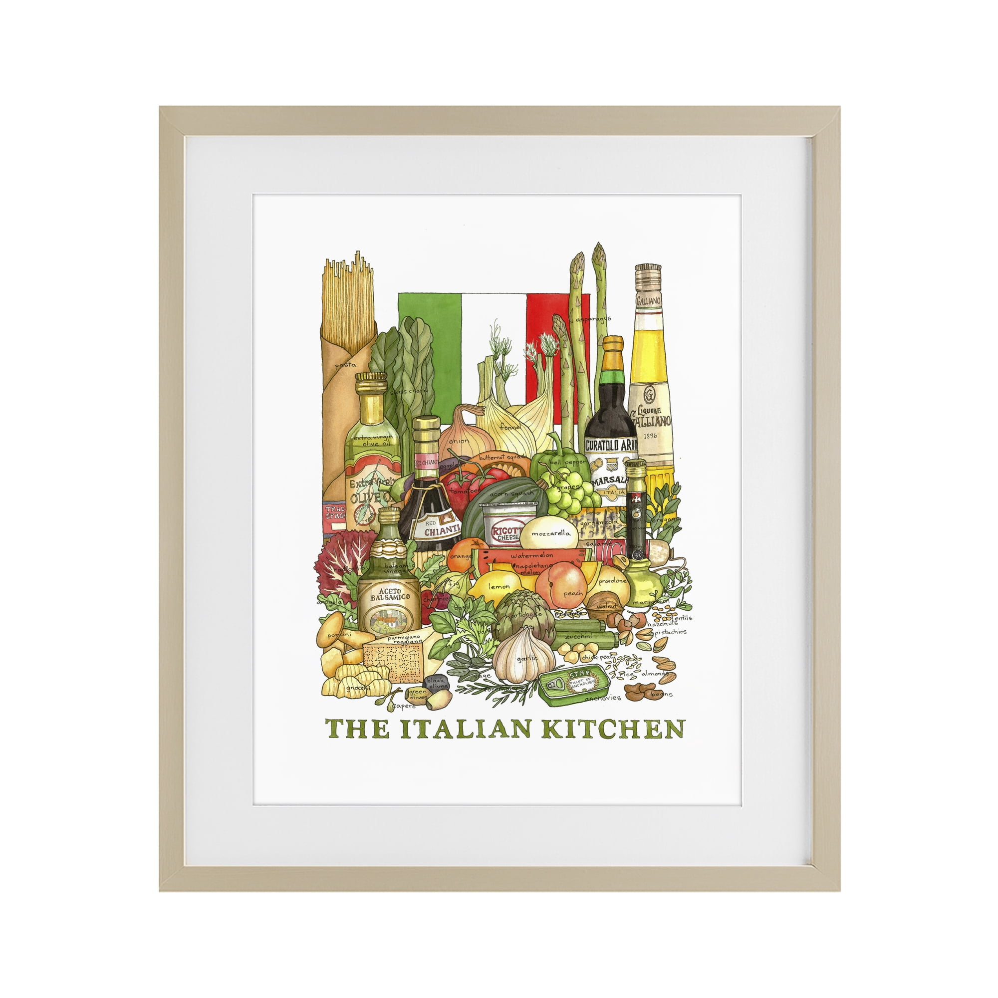 Stupell Industries Italian Kitchen and Food Birch Framed Print Under Glass, design by Nancy Overton