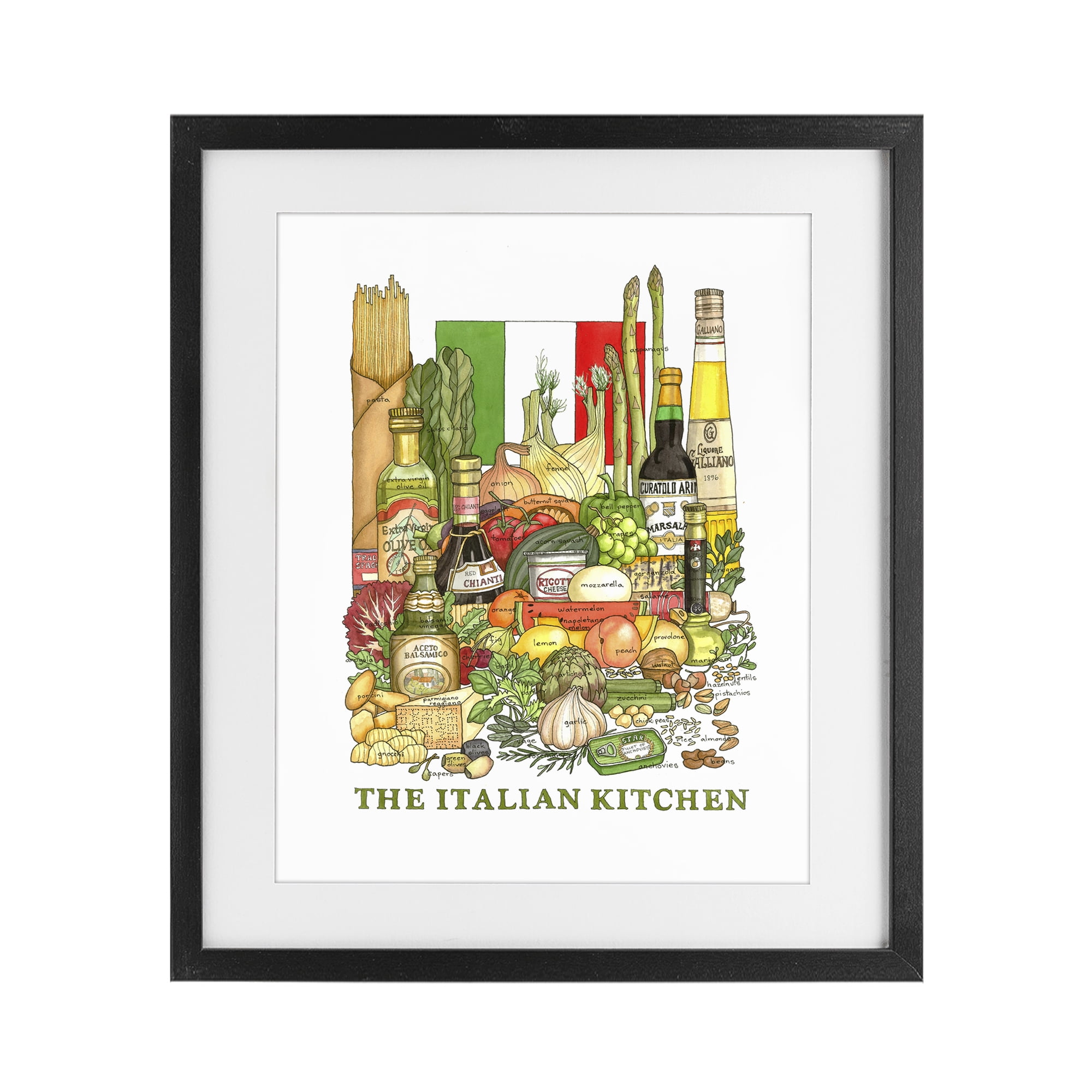 Stupell Industries Italian Kitchen and Food Black Framed Print Under Glass, design by Nancy Overton