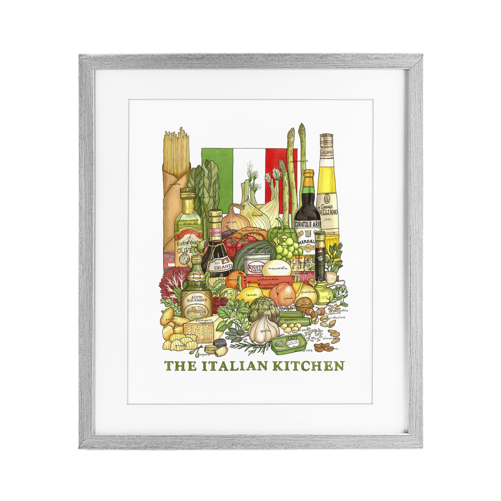 Stupell Industries Italian Kitchen and Food Gray Framed Print Under Glass, design by Nancy Overton