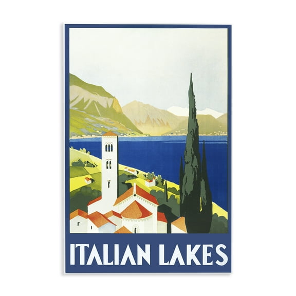 Stupell Industries Italian Lakes Retro Scenery Wall Plaque Art design by PIDDIX, 15 x 10