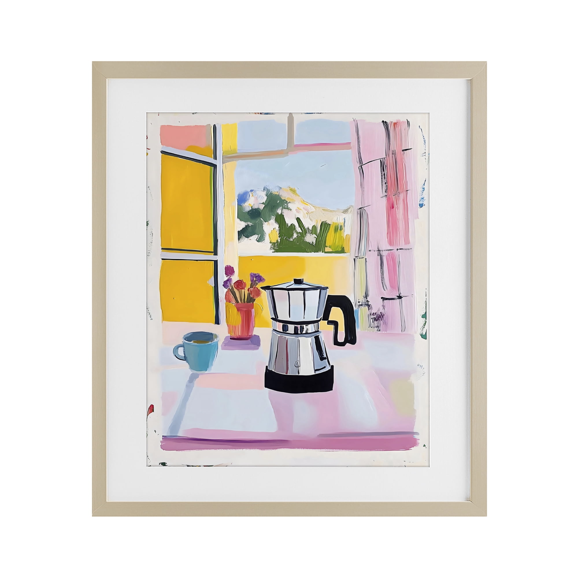 Stupell Industries Italian Moka Pot Kitchen Birch Framed Print Under Glass, design by The Prints Vibe