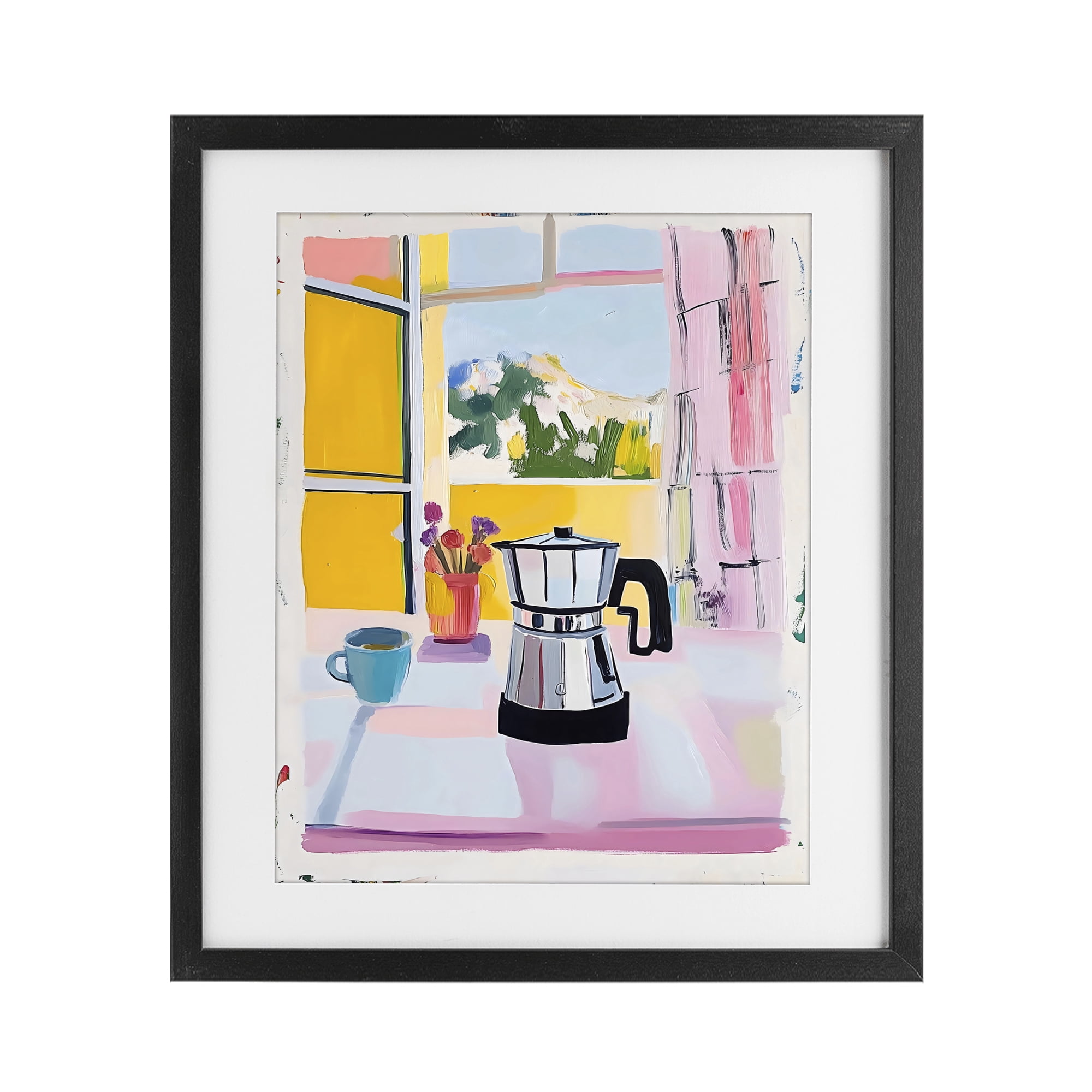 Stupell Industries Italian Moka Pot Kitchen Black Framed Print Under Glass, design by The Prints Vibe