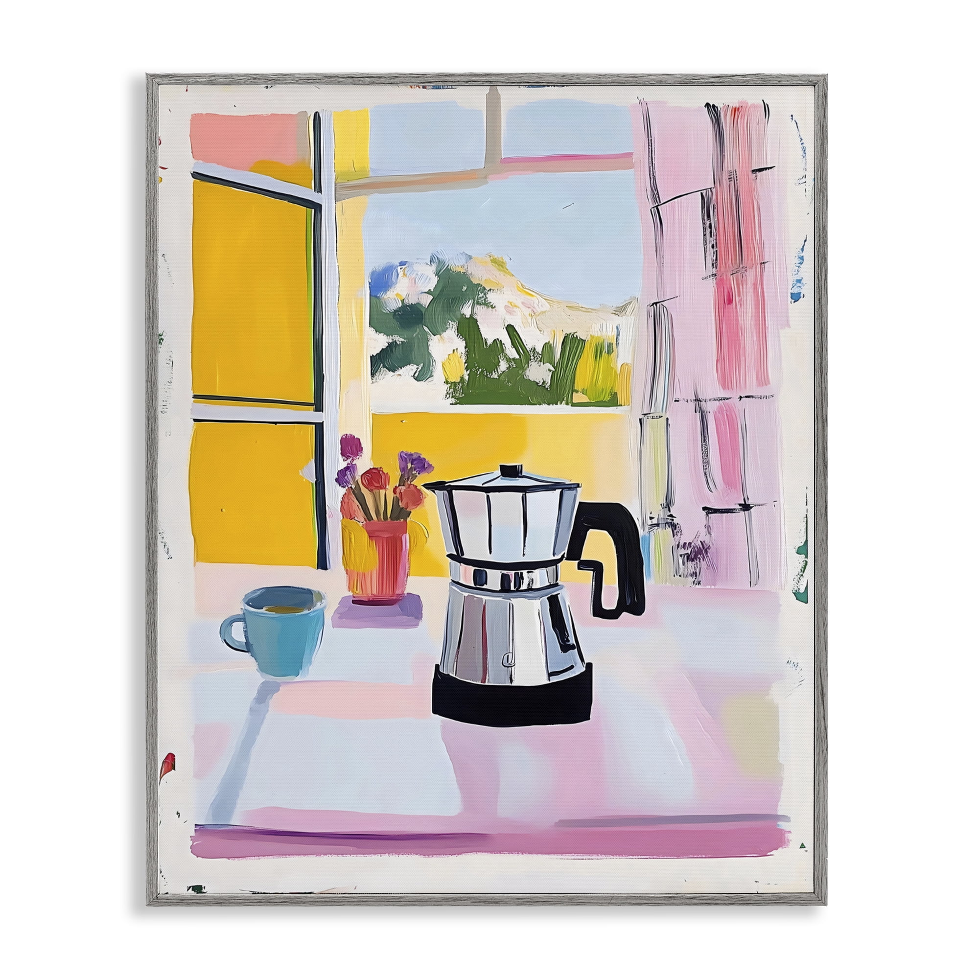 Stupell Industries Italian Moka Pot Kitchen Gray Framed Giclee Art, design by The Prints Vibe