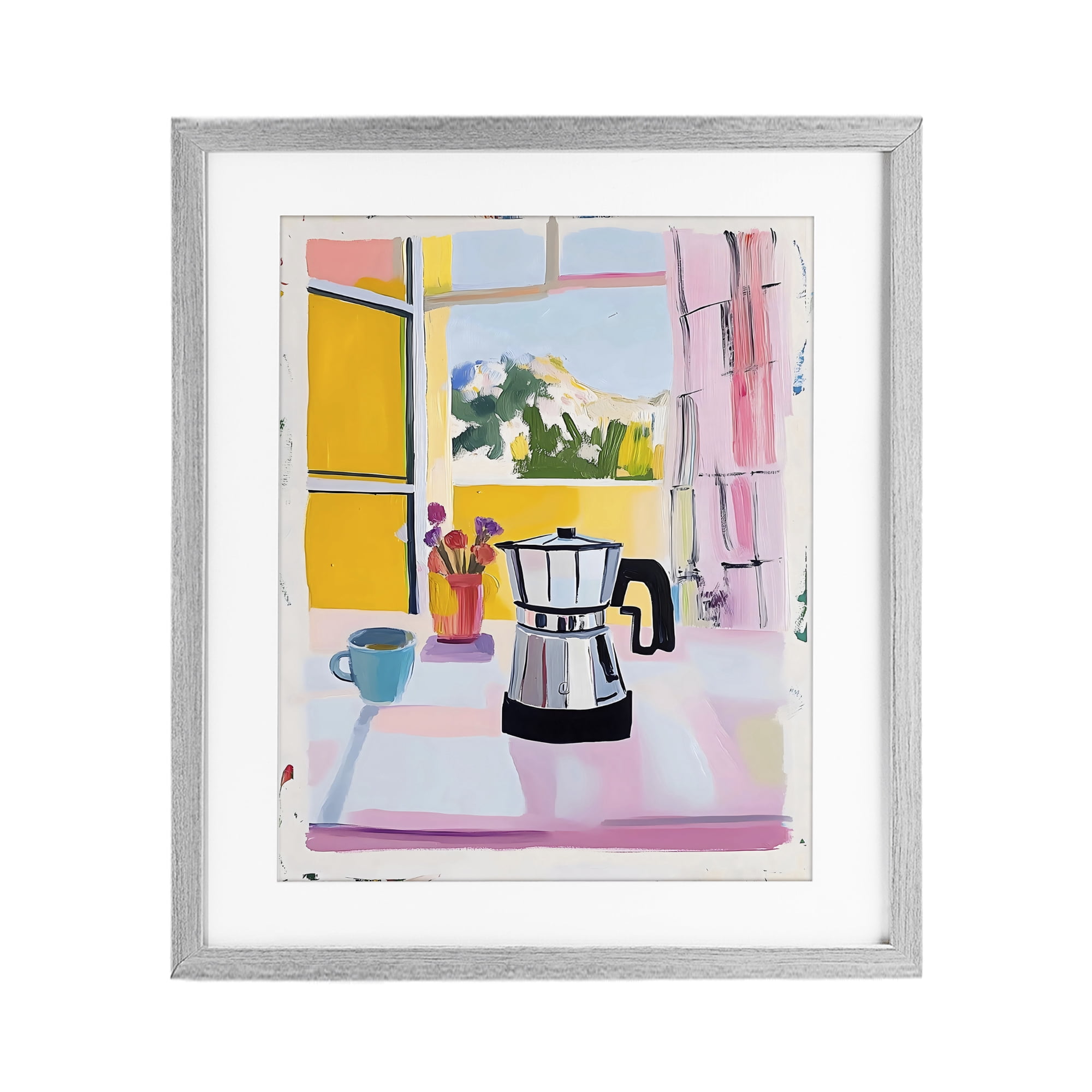 Stupell Industries Italian Moka Pot Kitchen Gray Framed Print Under Glass, design by The Prints Vibe