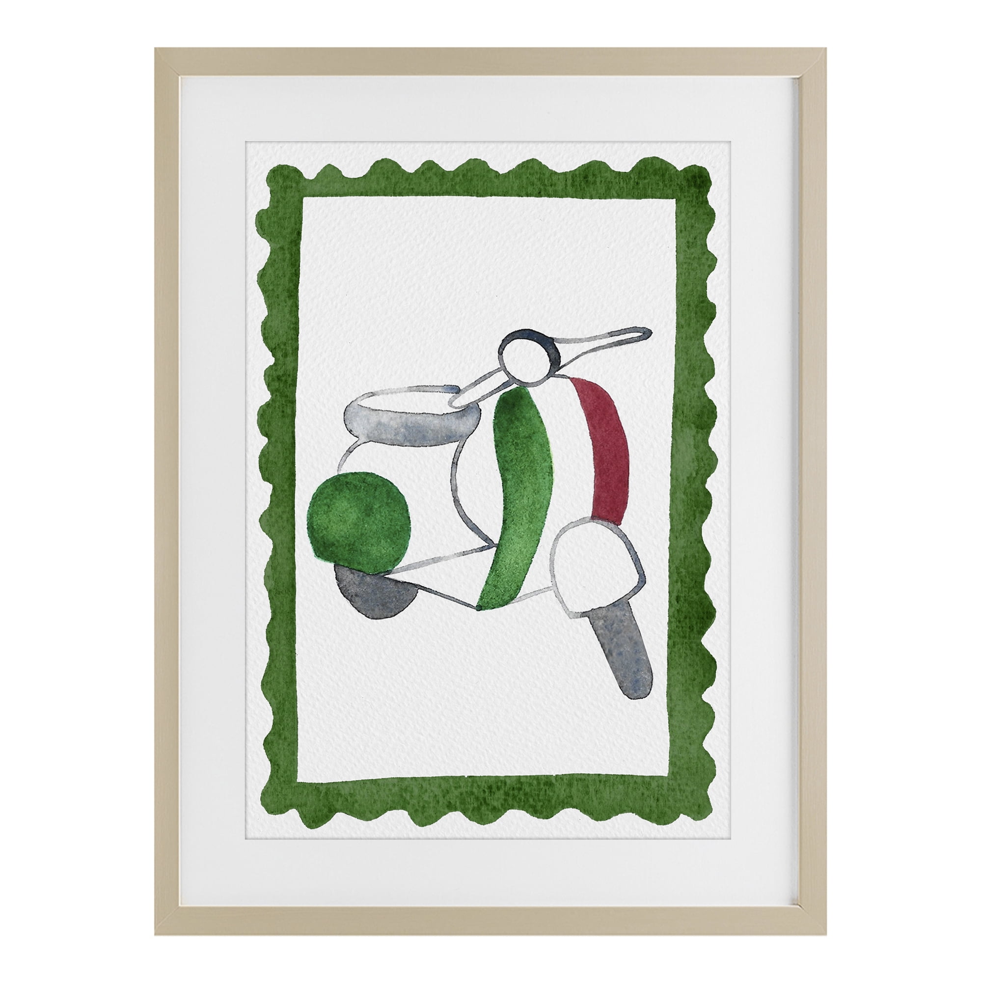 Stupell Industries Italian Motor Scooter Birch Framed Print Under Glass, design by Camila Juncos