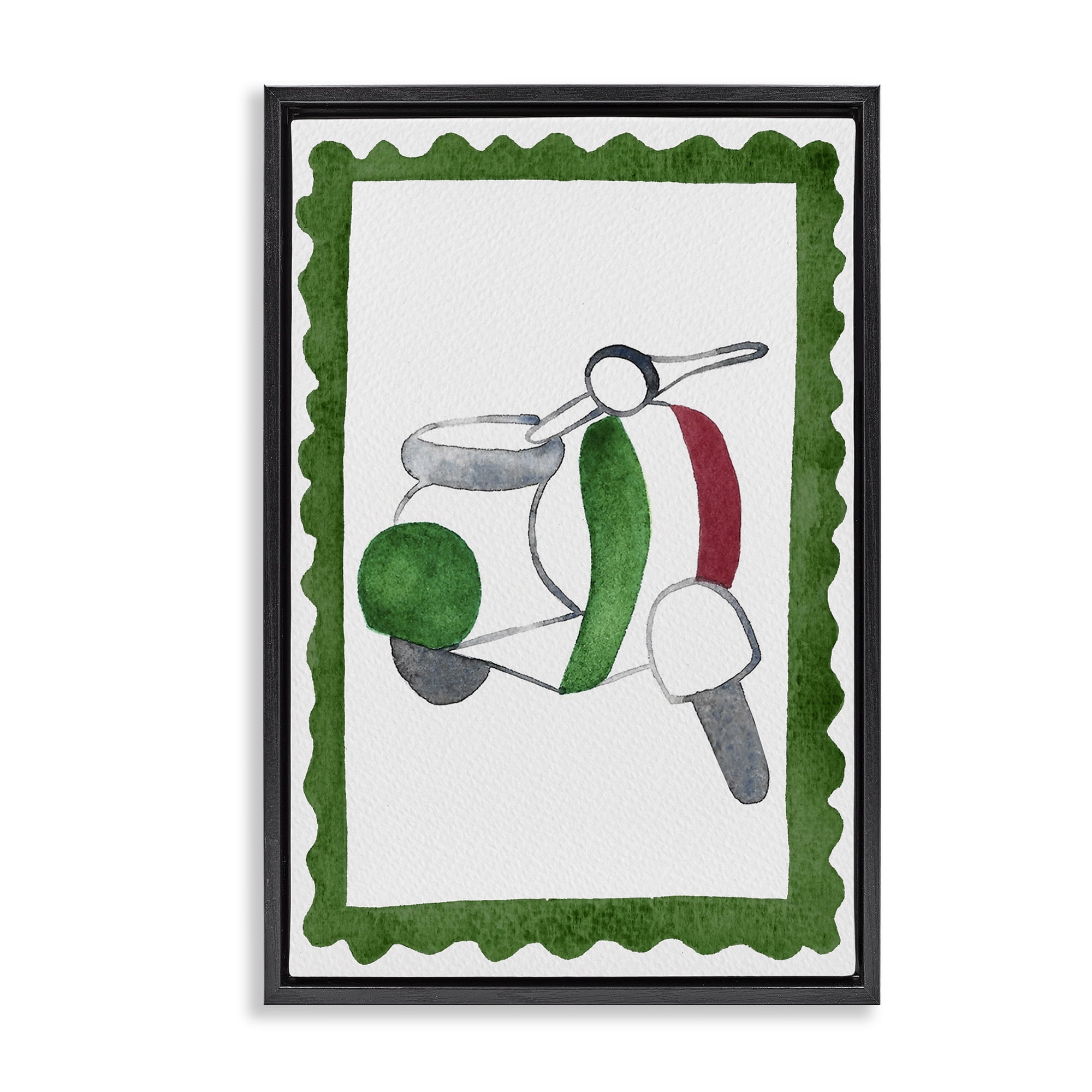 Stupell Industries Italian Motor Scooter Black Framed Floater Canvas Wall Art, design by Camila Juncos