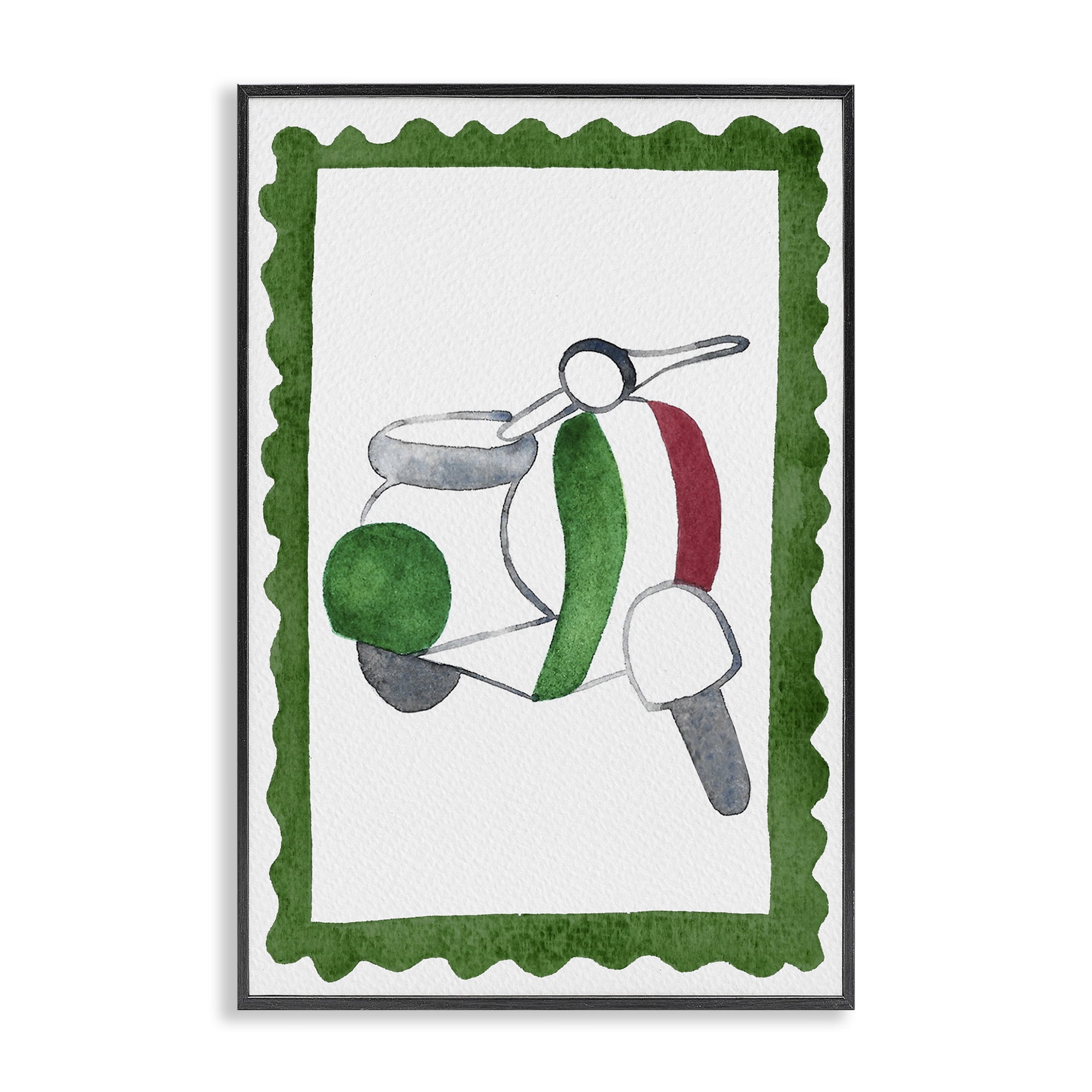 Stupell Industries Italian Motor Scooter Black Framed Giclee Art, design by Camila Juncos
