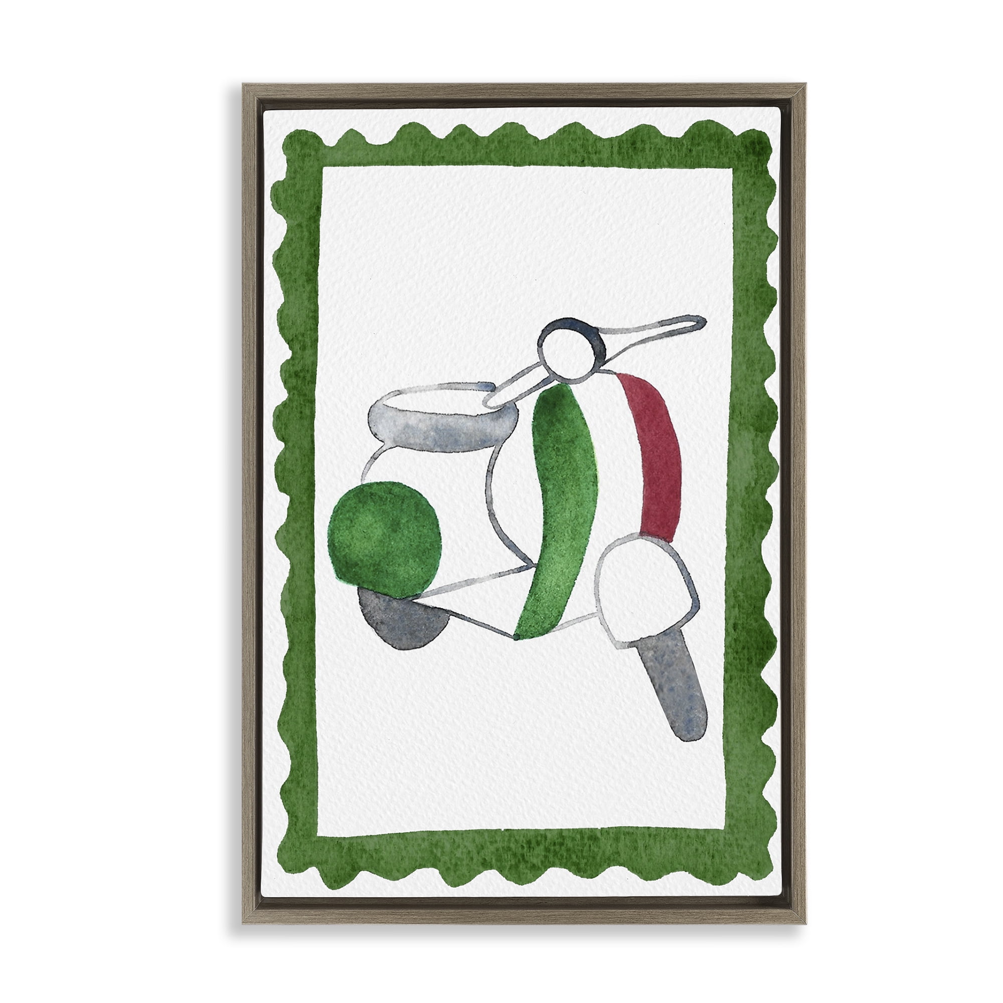 Stupell Industries Italian Motor Scooter Brown Framed Floater Canvas Wall Art, design by Camila Juncos