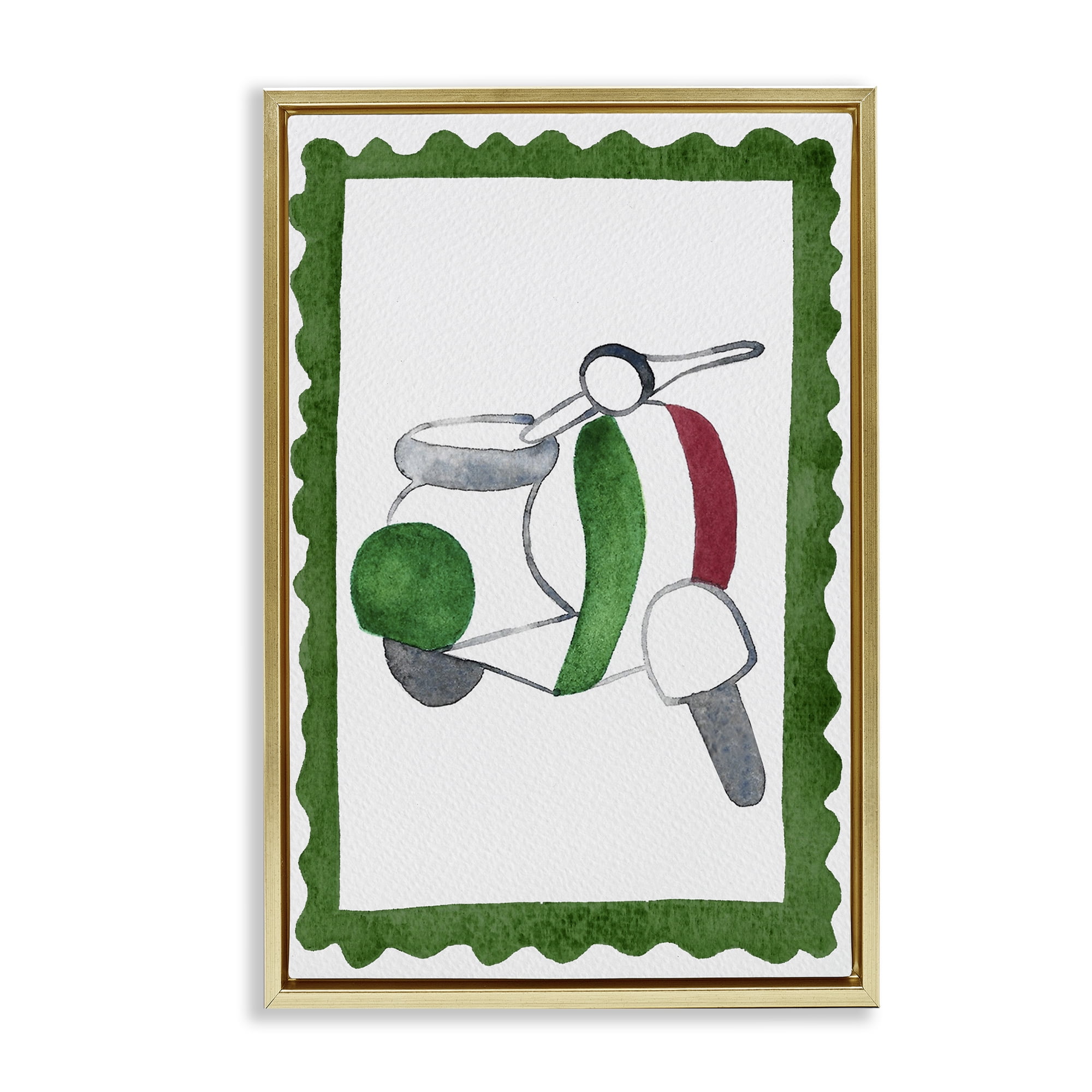 Stupell Industries Italian Motor Scooter Gold Framed Floater Canvas Wall Art, design by Camila Juncos