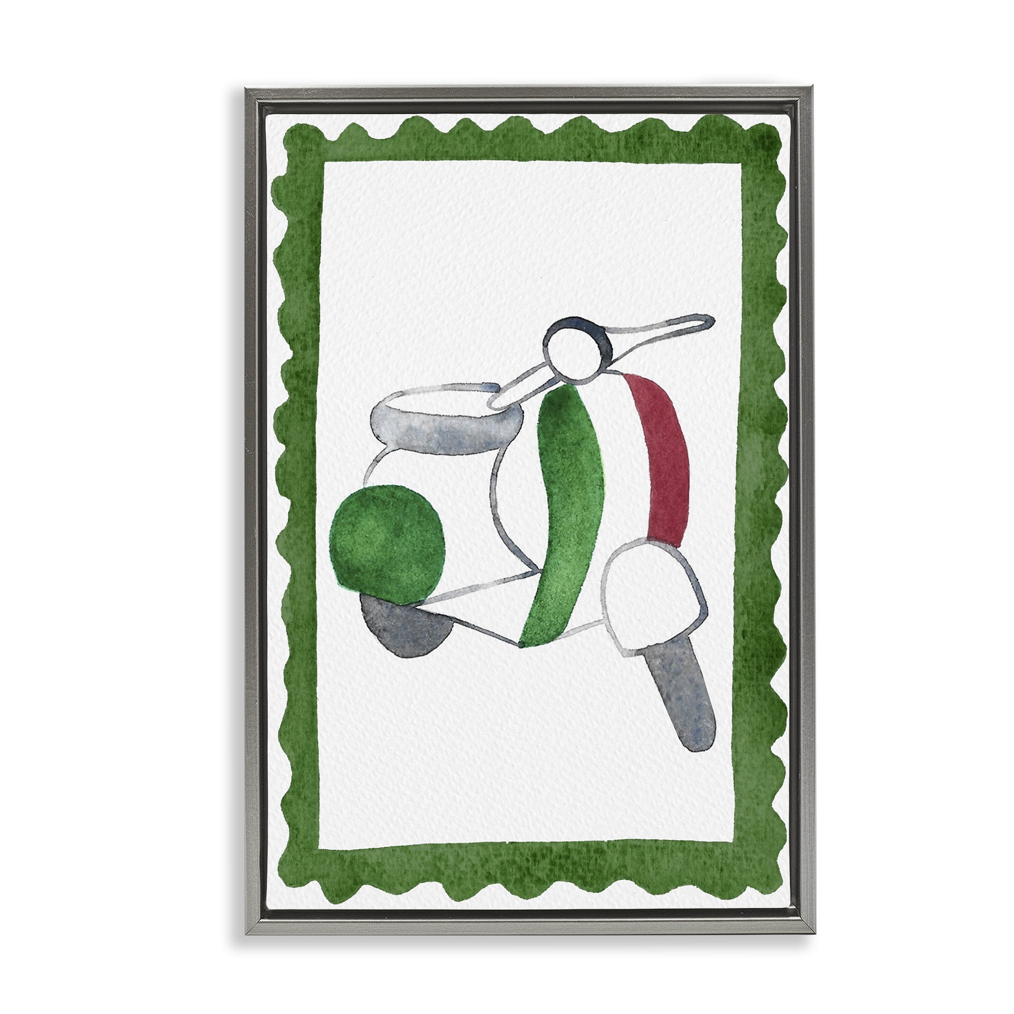 Stupell Industries Italian Motor Scooter Gray Framed Floater Canvas Wall Art, design by Camila Juncos