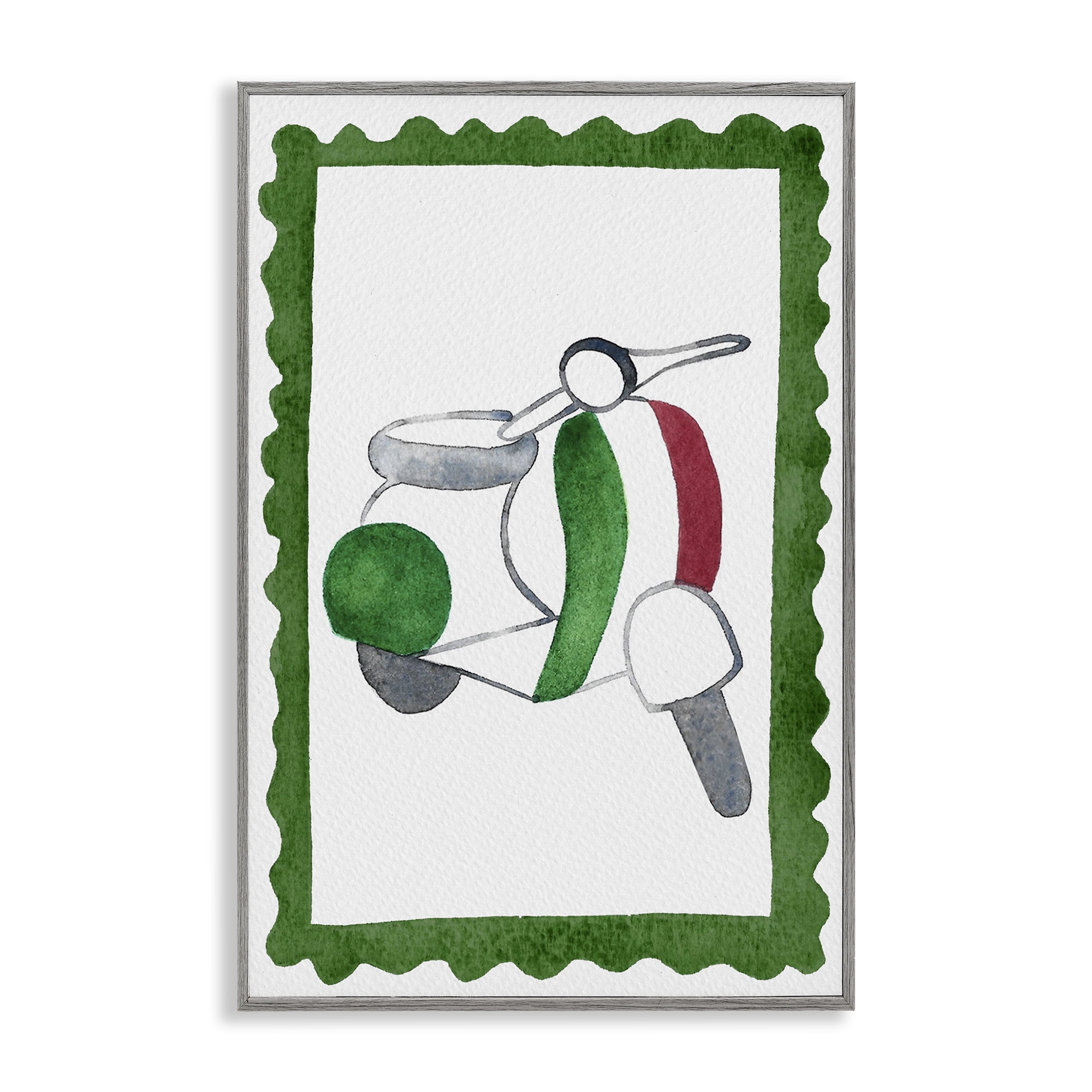 Stupell Industries Italian Motor Scooter Gray Framed Giclee Art, design by Camila Juncos