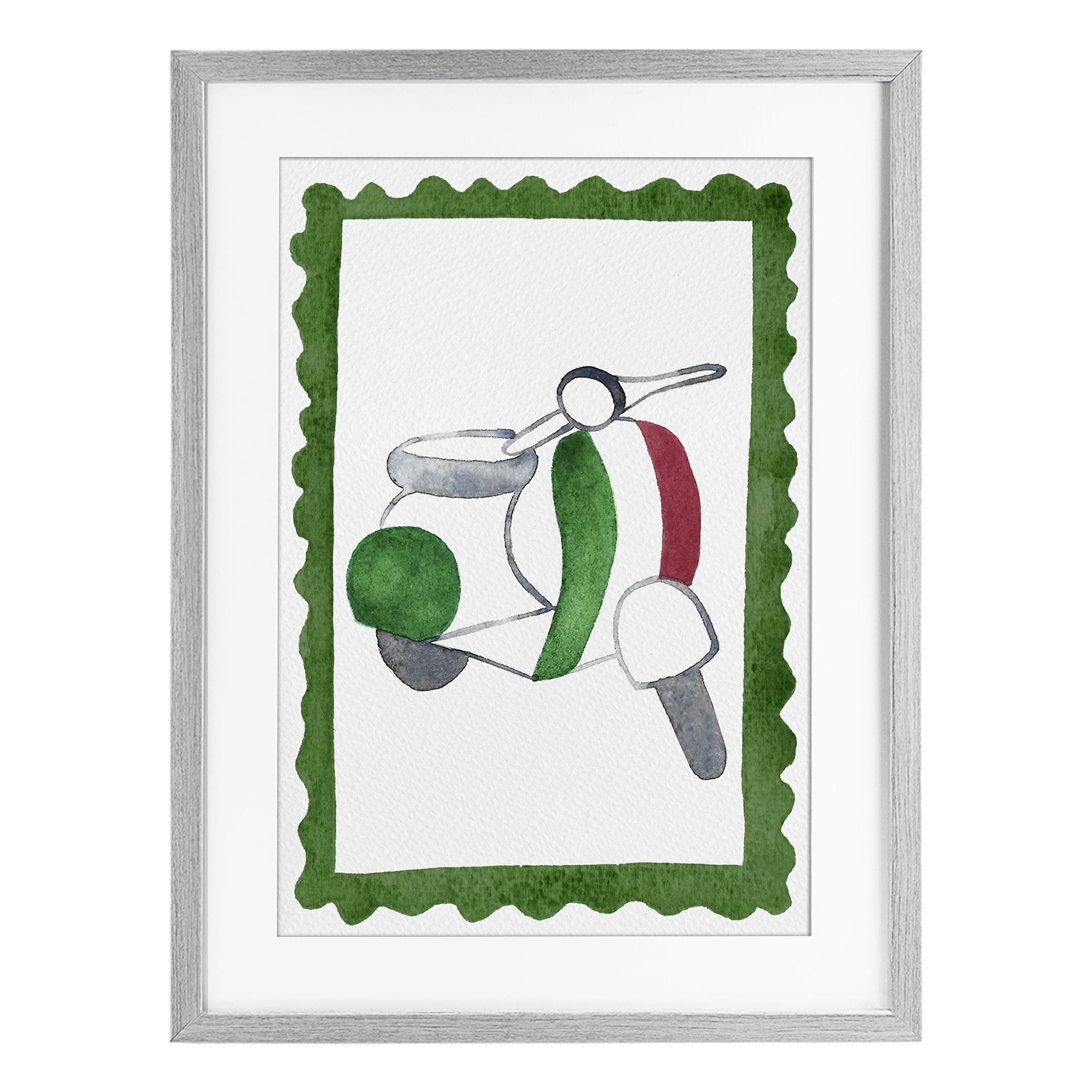 Stupell Industries Italian Motor Scooter Gray Framed Print Under Glass, design by Camila Juncos