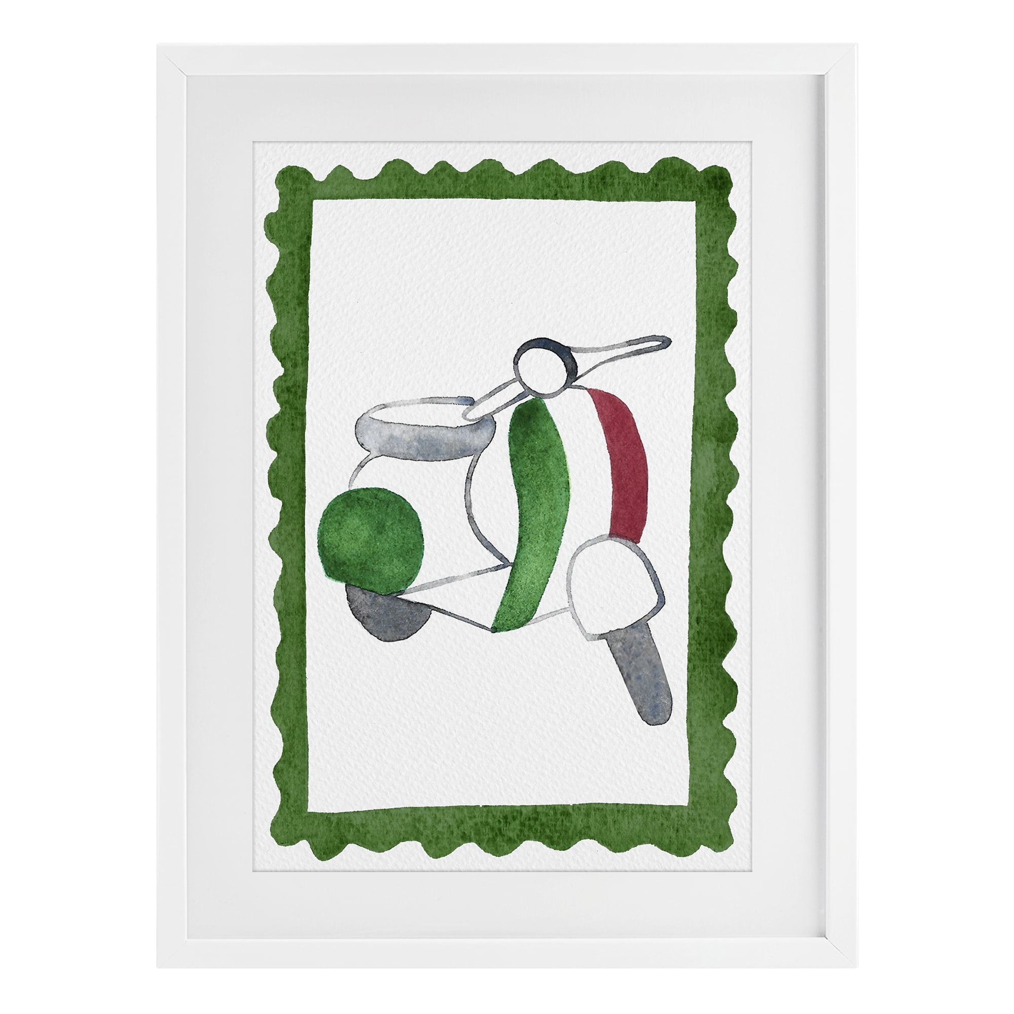 Stupell Industries Italian Motor Scooter White Framed Print Under Glass, design by Camila Juncos