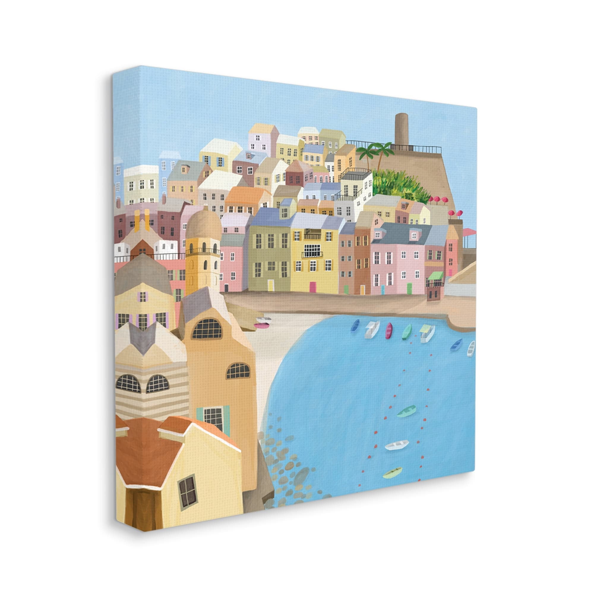 Stupell Industries Italian Seaside Architecture Coastal City Port,30 x 30,Designed by Carla Daly