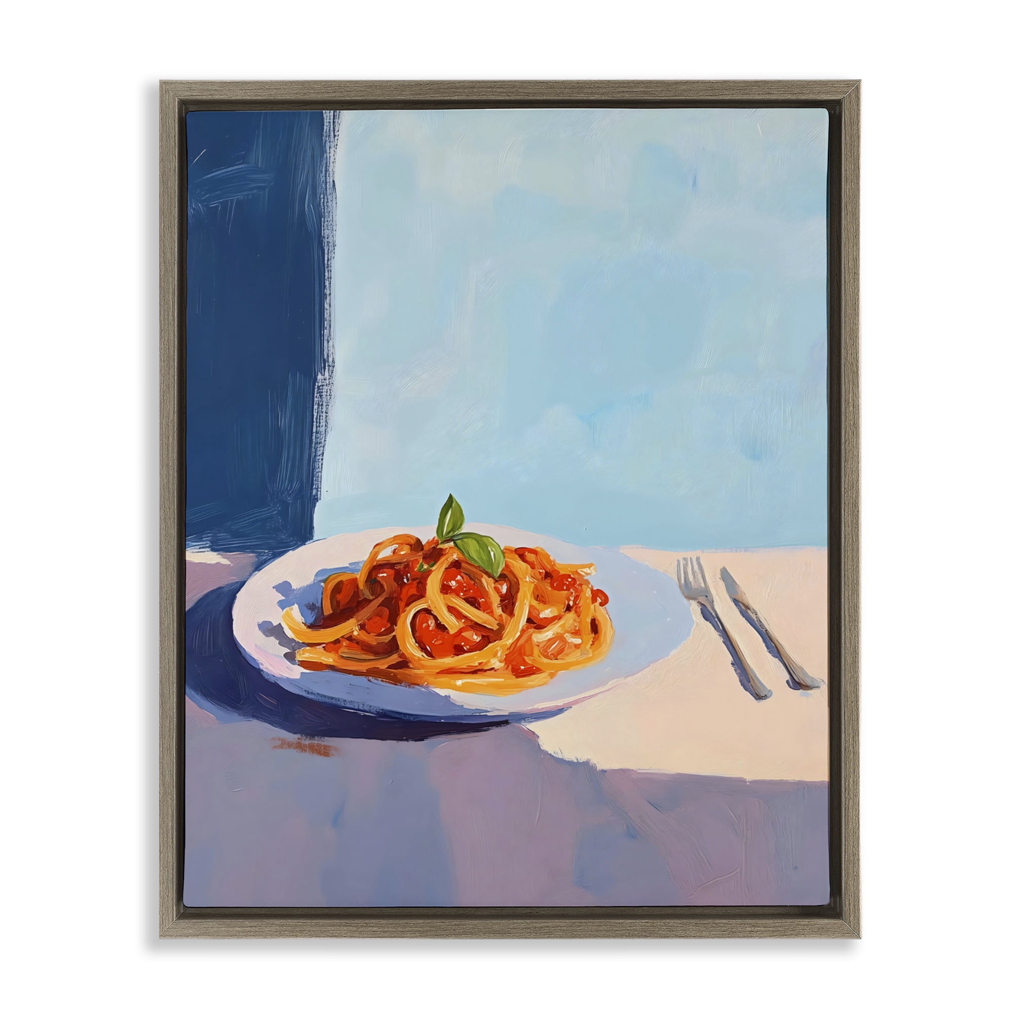 Stupell Industries Italian Spaghetti on Plate Brown Framed Floater Canvas Wall Art, design by The Prints Vibe