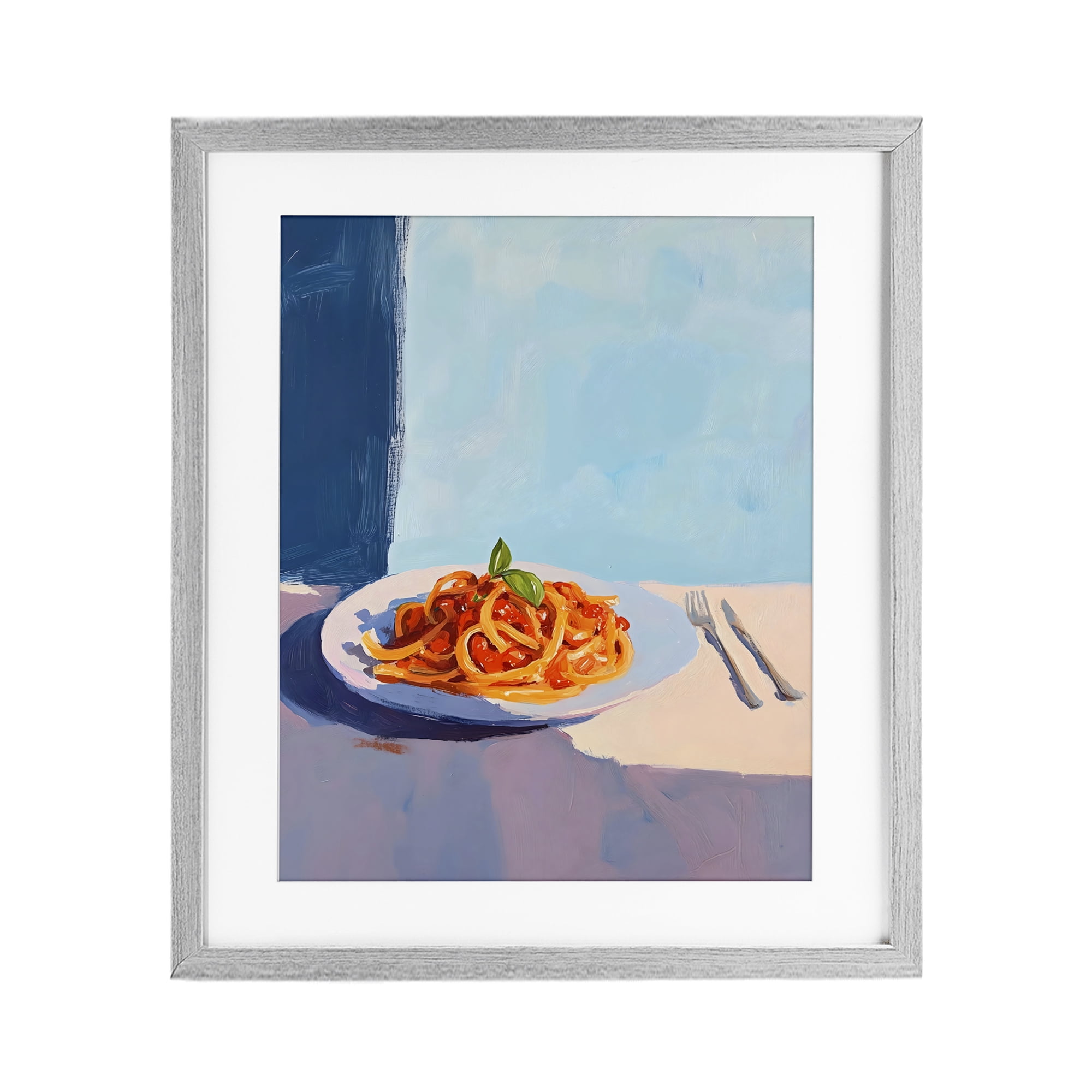 Stupell Industries Italian Spaghetti on Plate Gray Framed Print Under Glass, design by The Prints Vibe