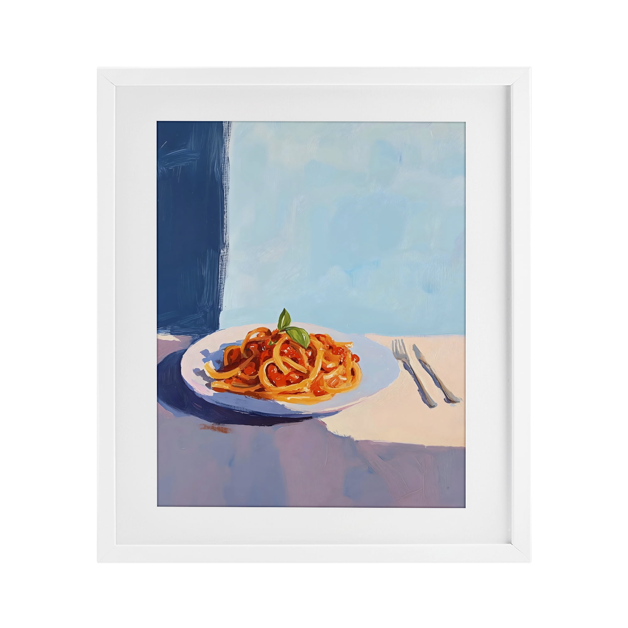 Stupell Industries Italian Spaghetti on Plate White Framed Print Under Glass, design by The Prints Vibe