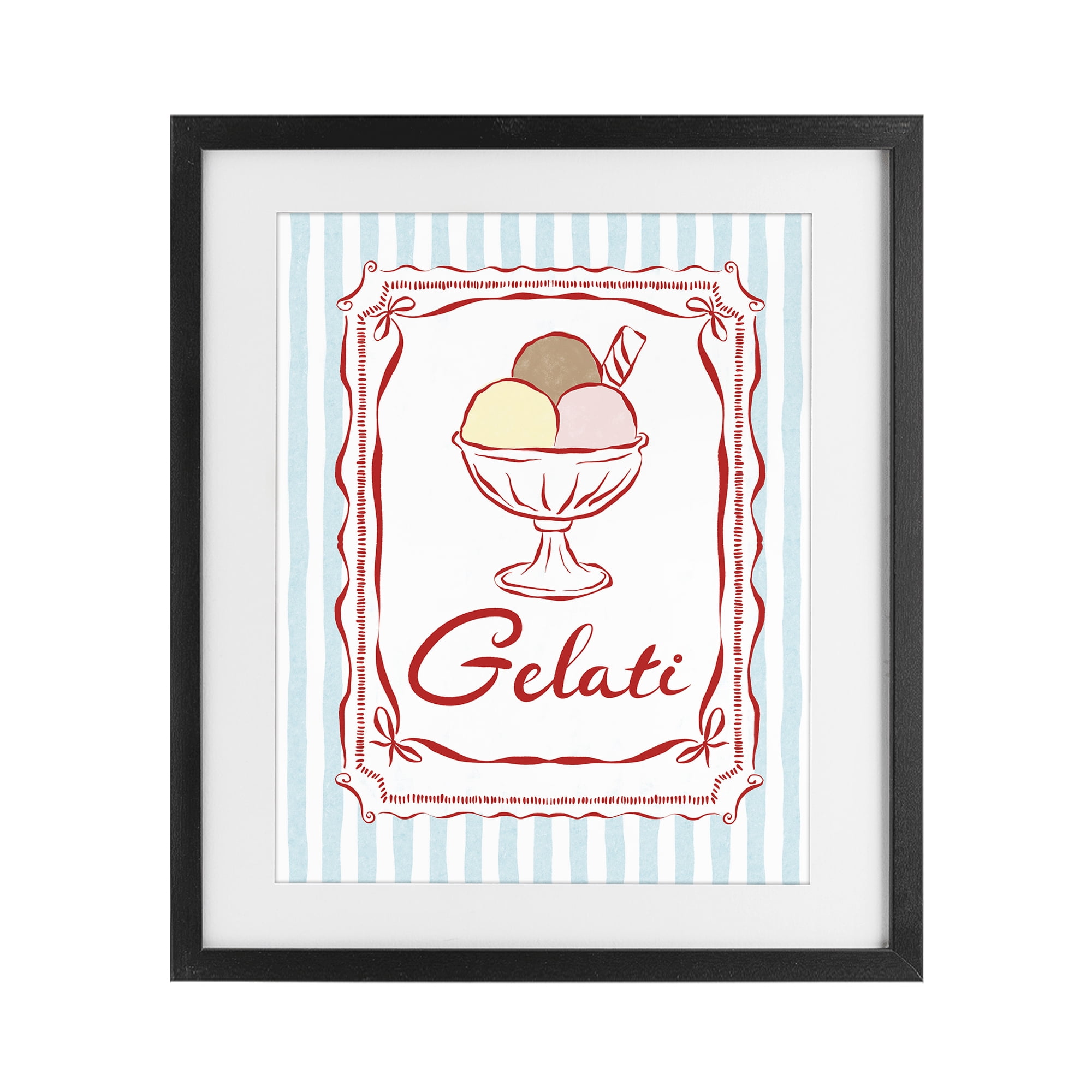 Stupell Industries Italian Summer Gelati Black Framed Print Under Glass, design by Miriam Wood